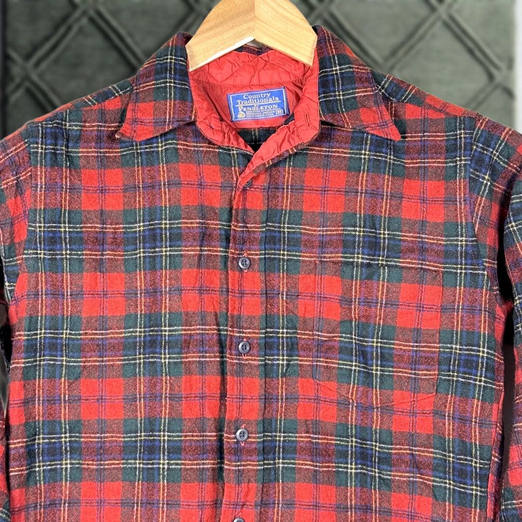 Pendleton Vintage Pendleton Shirt Men Green Red Plaid Long Sleeve Medium Wool Virgin Button-Up Size US M / EU 48-50 / 2 - 1 Thumbnail