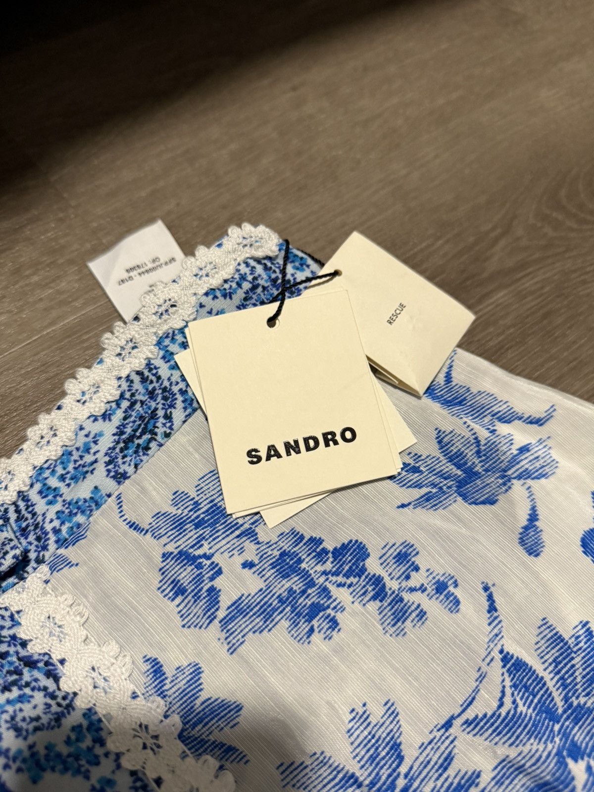 Sandro Sandro Blue Toile Floral Lace-Trim Skirt (NWT) – FR 34 / XS Size 25" / US 0 / IT 36 - 3 Thumbnail