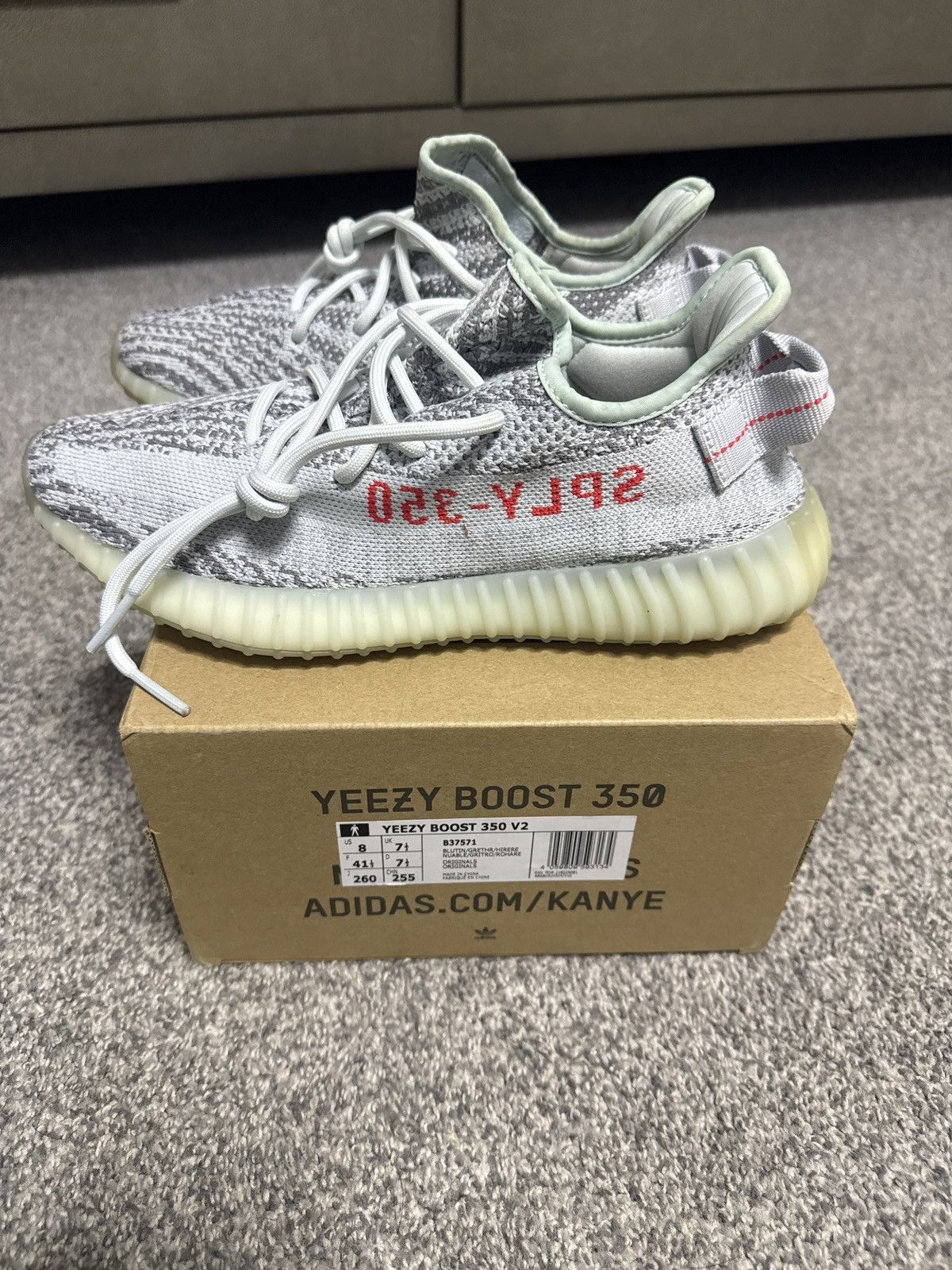 Yeezy Adidas Yeezy Boost 350 V2 Blue Tint Size US 8 / EU 41 - 6 Thumbnail