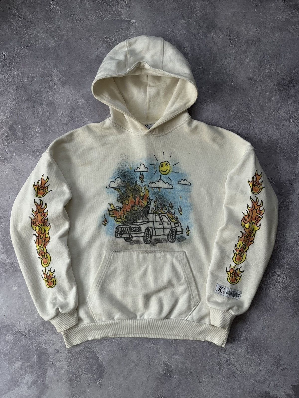 Japanese Brand JK Attire revenge sketch print oversized hoodie flame Size US M / EU 48-50 / 2 - 1 Thumbnail