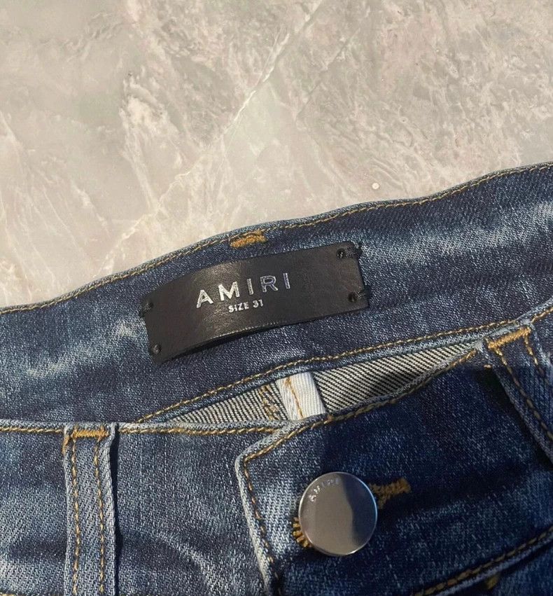 Amiri Amiri mx1 patched distressed blue denim Size US 31 - 2 Thumbnail