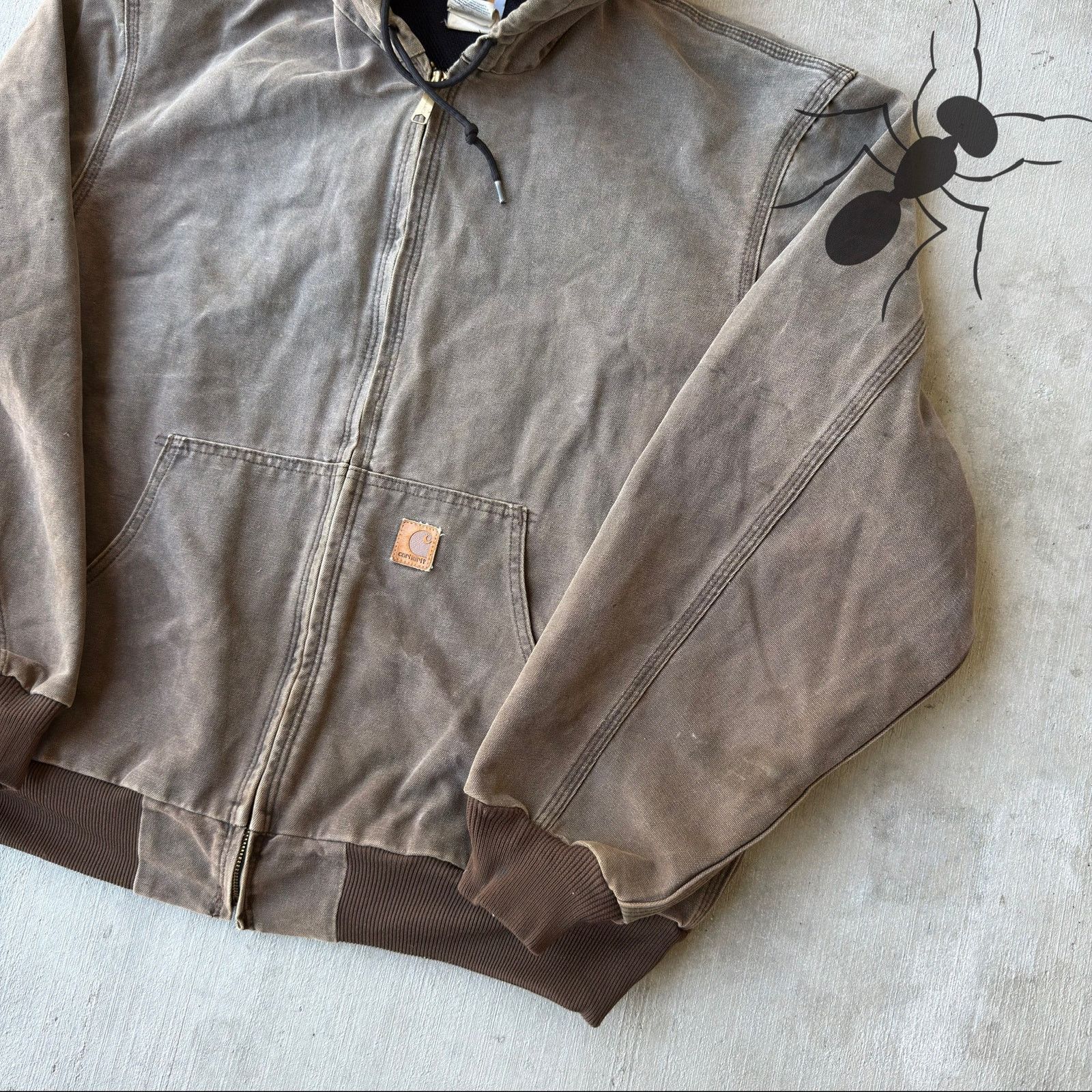Carhartt × Vintage Carhartt J25 CHT faded brown hooded work wear jacket Size US XL / EU 56 / 4 - 4 Thumbnail