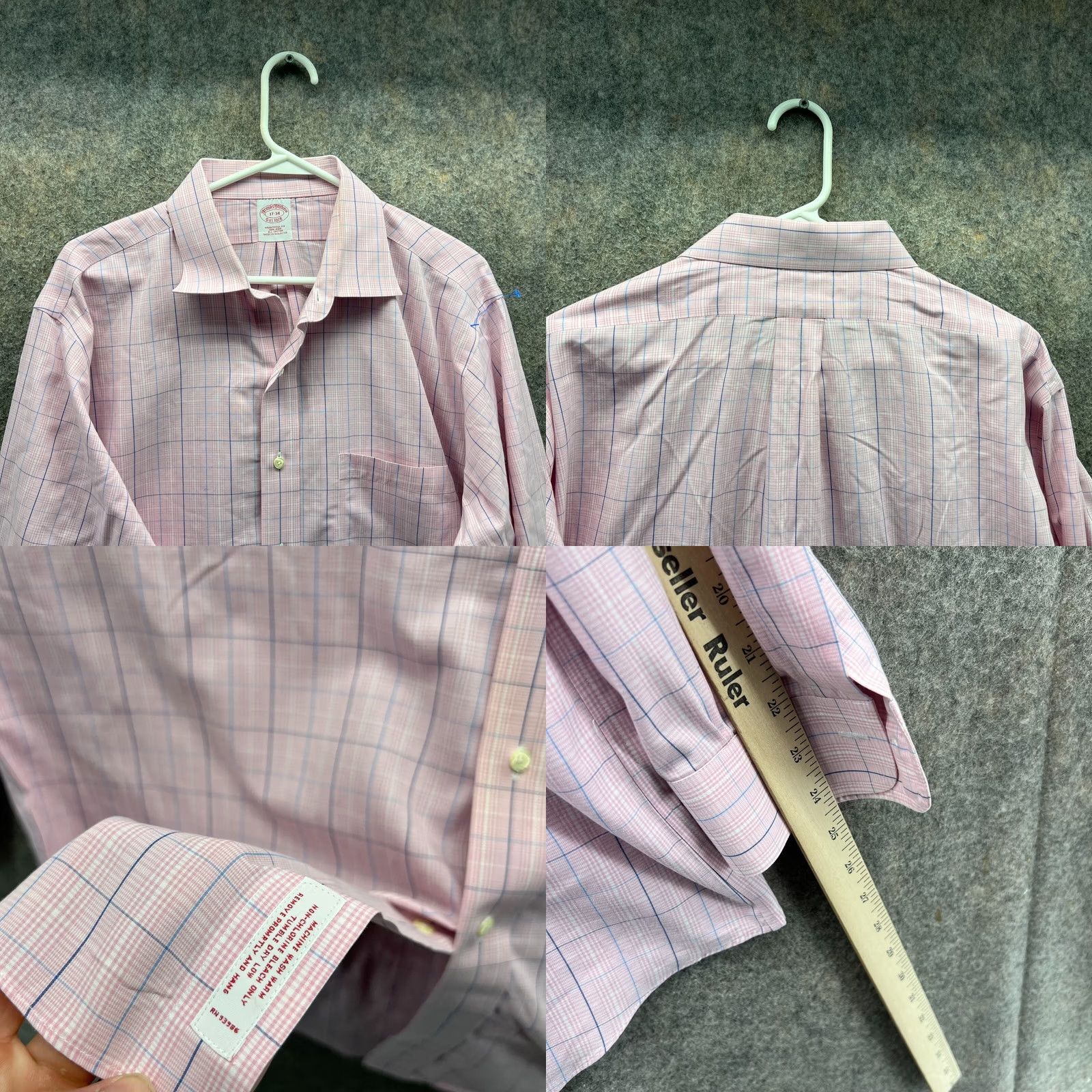 Brooks Brothers VINTAGE Brooks Brothers Shirt Men 17 34 Pink Plaid Button-Down - Casual Business Formal 50 in Chest Regular Fit Long Sleeve Total Size: 17 34 Pink Size US XL / EU 56 / 4 - 8 Thumbnail