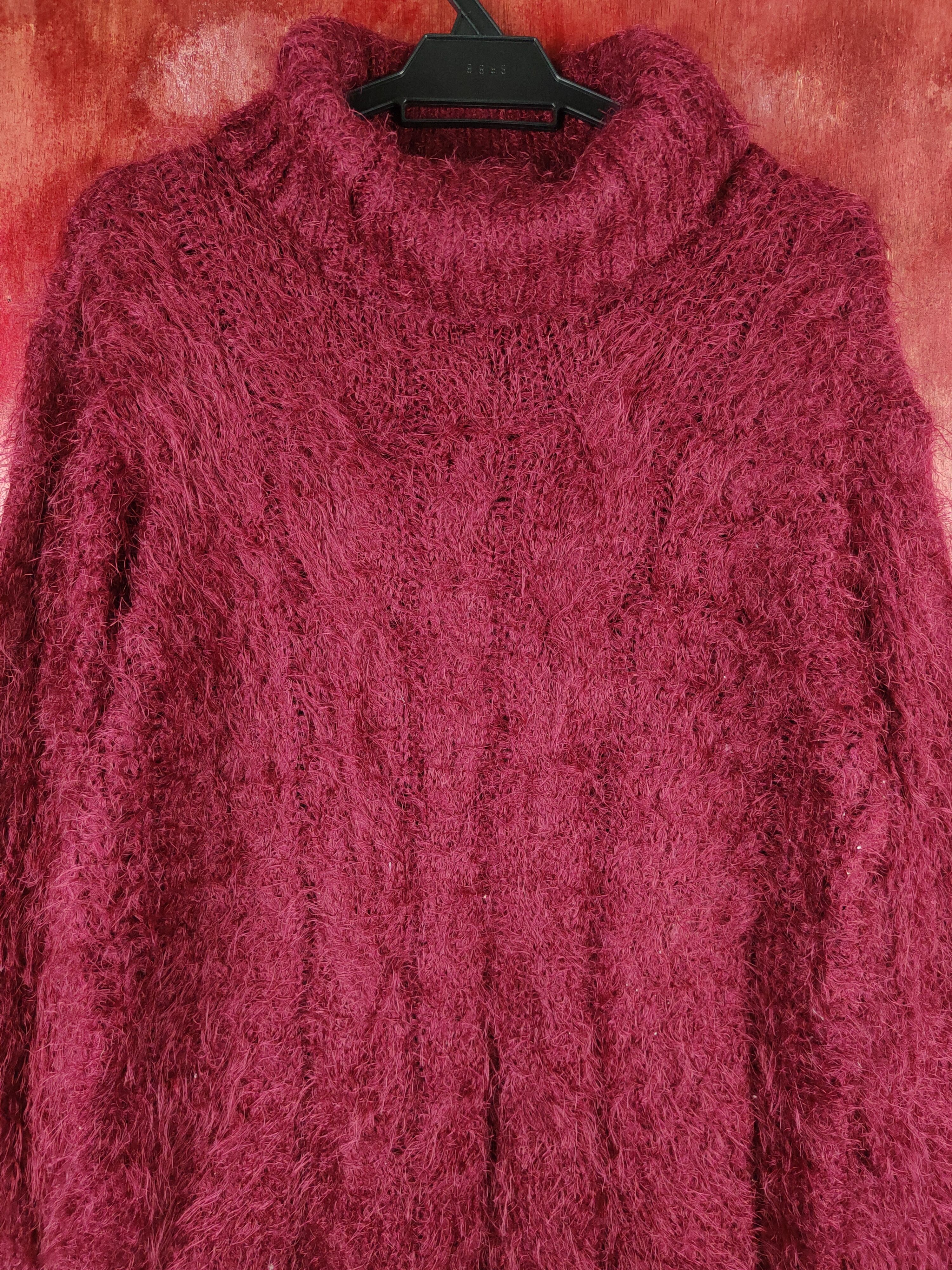 Aran Isles Knitwear Jalassio Maroon Shag Shaggy Fur Mohair Knitwear #S1943 Size L / US 10 / IT 46 - 2 Thumbnail