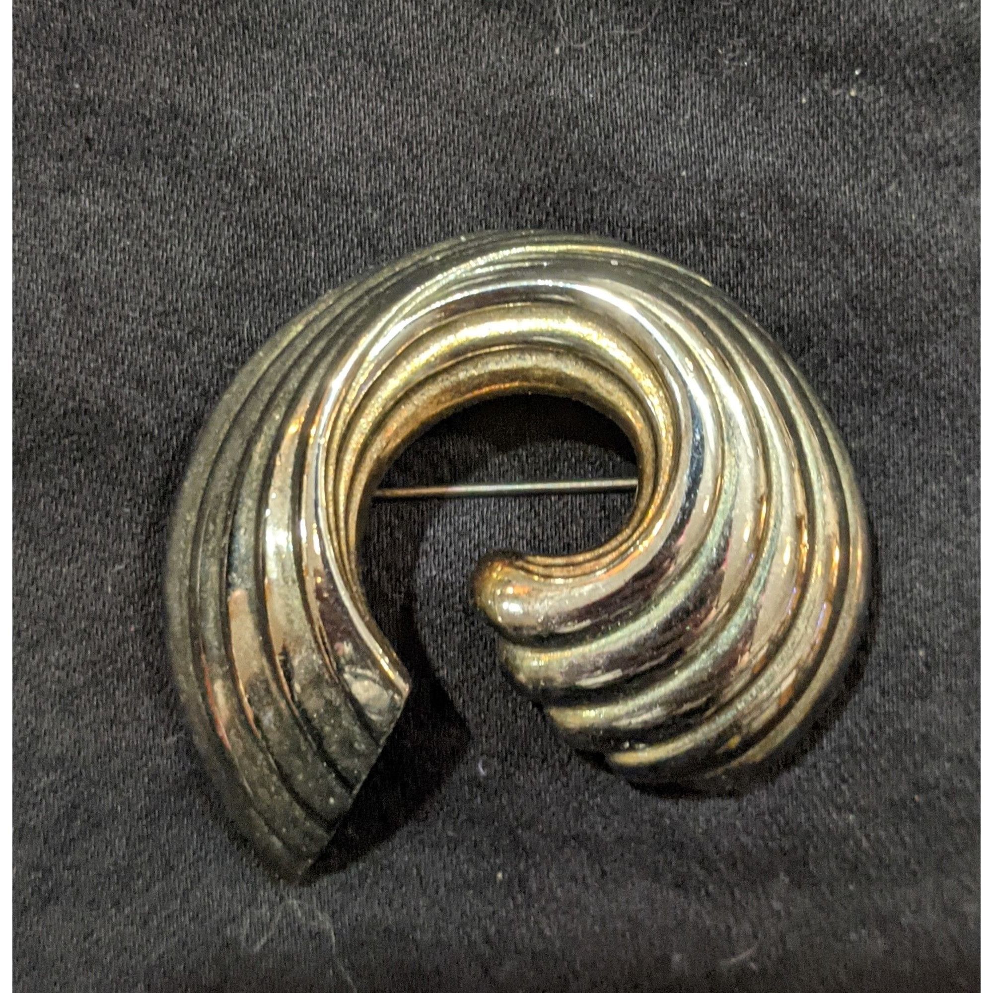 Other Vintage Ribbed Silver Swirl Abstract Brooch Size ONE SIZE - 2 Thumbnail
