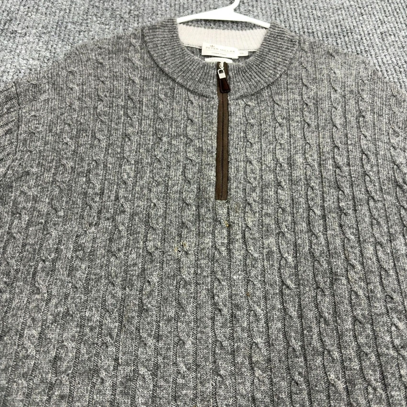 Peter Millar Peter Millar Sweater Mens XXL Gray Wool Cashmere Quarter Zip Cable Knit Luxury Size US XXL / EU 58 / 5 - 3 Thumbnail