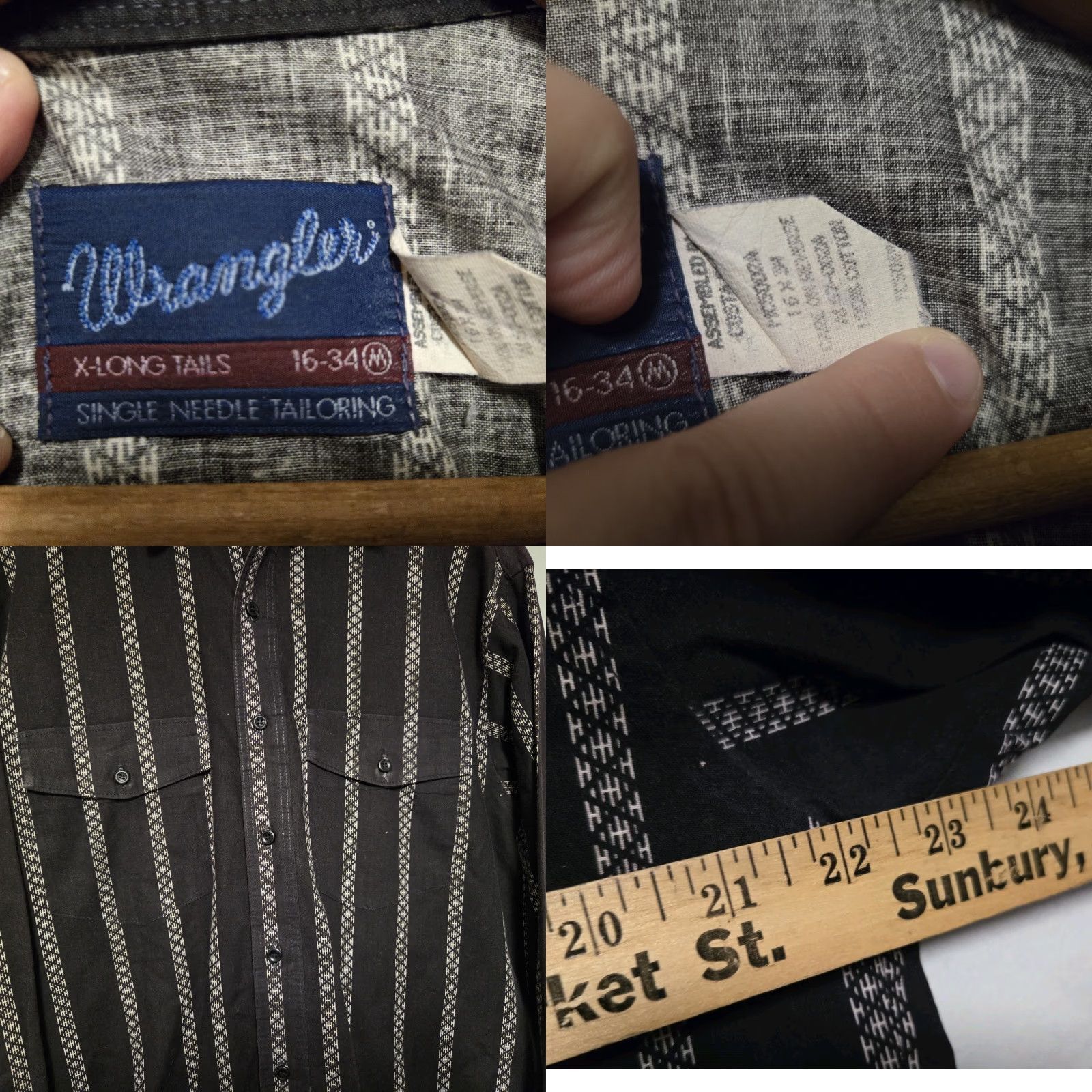 Wrangler VINTAGE Wrangler Western Shirt Mens M Black Striped Button-Up Long Sleeve Western 90s Cowboys Mens Size US M / EU 48-50 / 2 - 8 Thumbnail