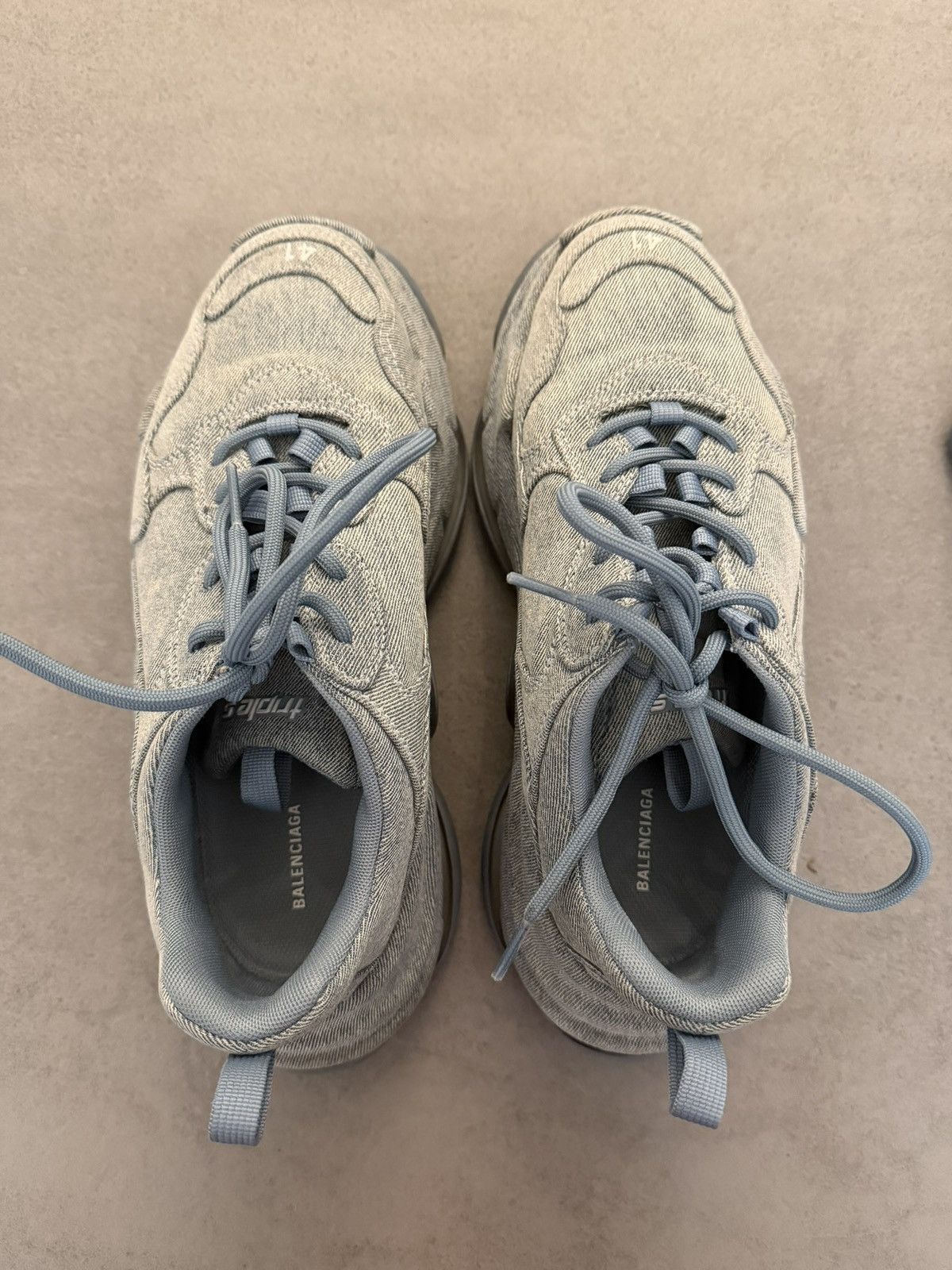 Balenciaga Balenciaga Triple S Denim Sneakers Light Blue – EU 41\ US 8 Size US 8 / EU 41 - 5 Thumbnail