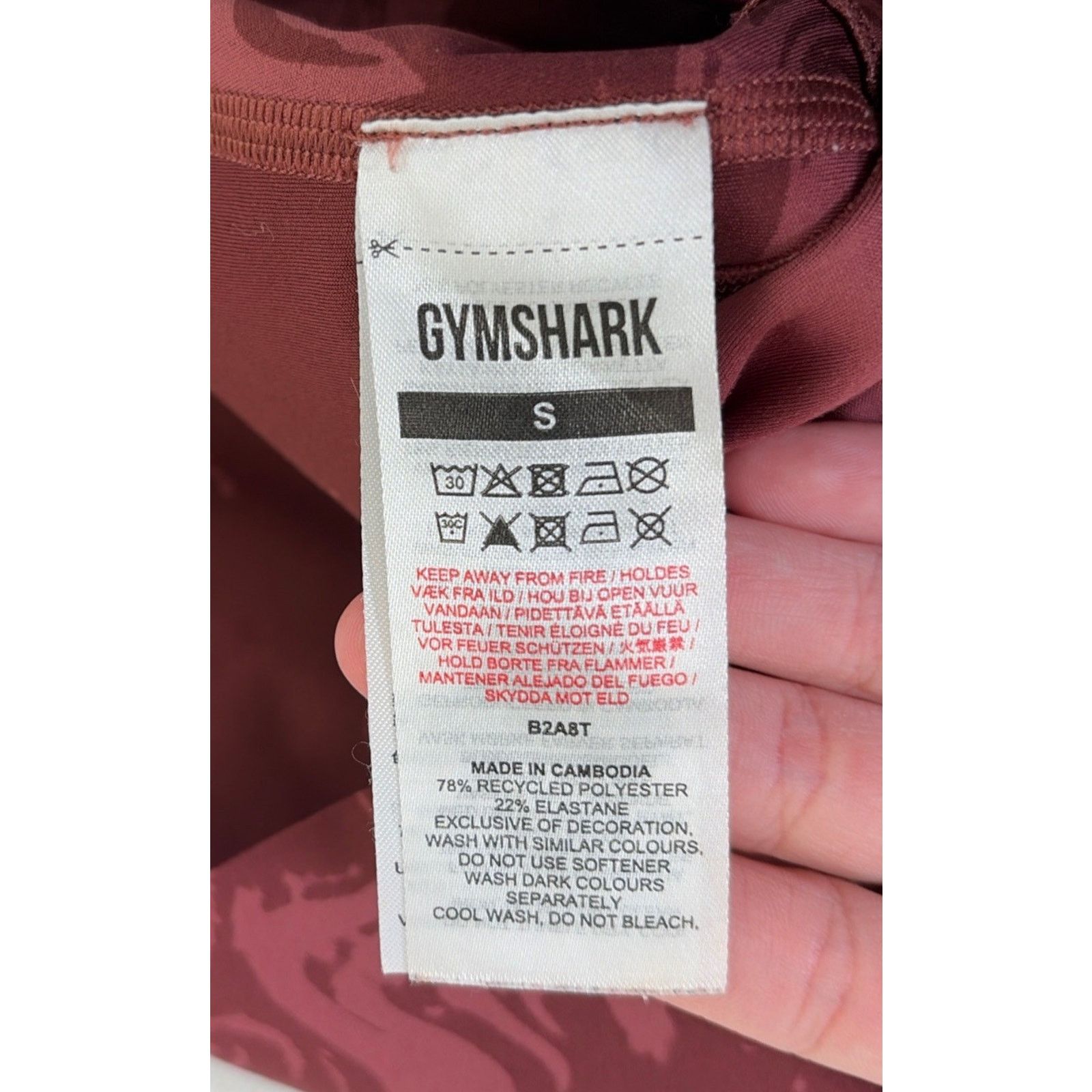 Gymshark Gymshark Maroon Marble Leggings Butt Scrunch Small Size 22" - 6 Thumbnail