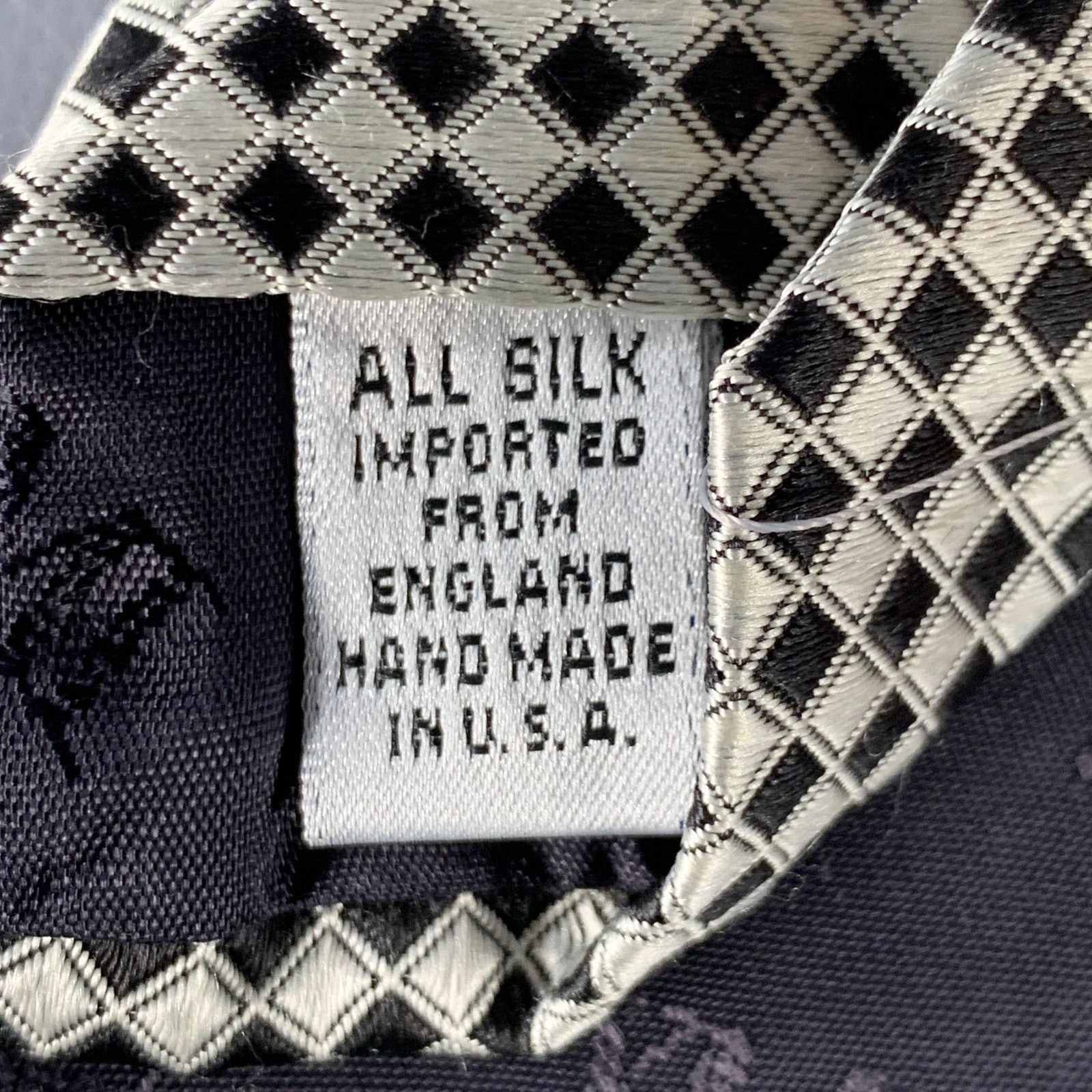 XMI Platinum XMI Black Silver Checkered Silk Tie Size ONE SIZE - 5 Thumbnail