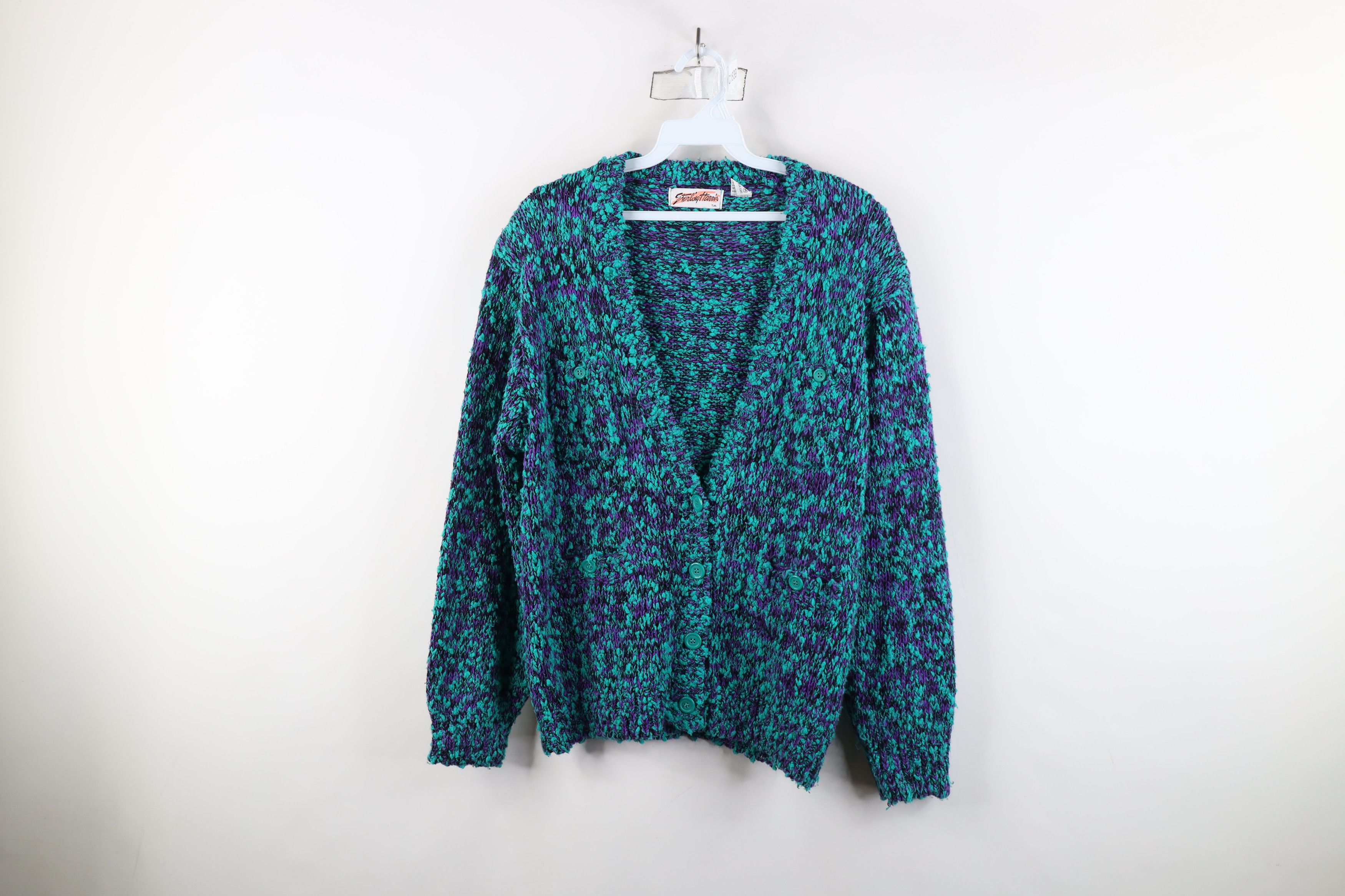 Vintage Vintage 90s Streetwear Textured Knobby Knit Cardigan Sweater Size L / US 10 / IT 46 - 1 Thumbnail