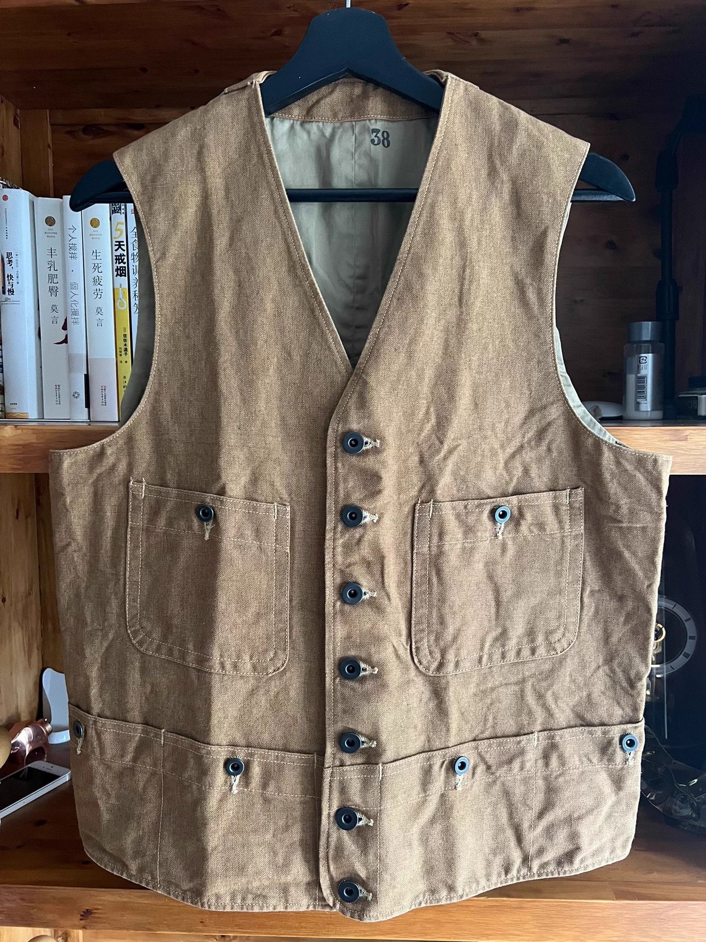 FDMTL Mister Freedom Vtg Khaki Workwear Vest 38 Orange Size US XXS / EU 40 - 1 Thumbnail
