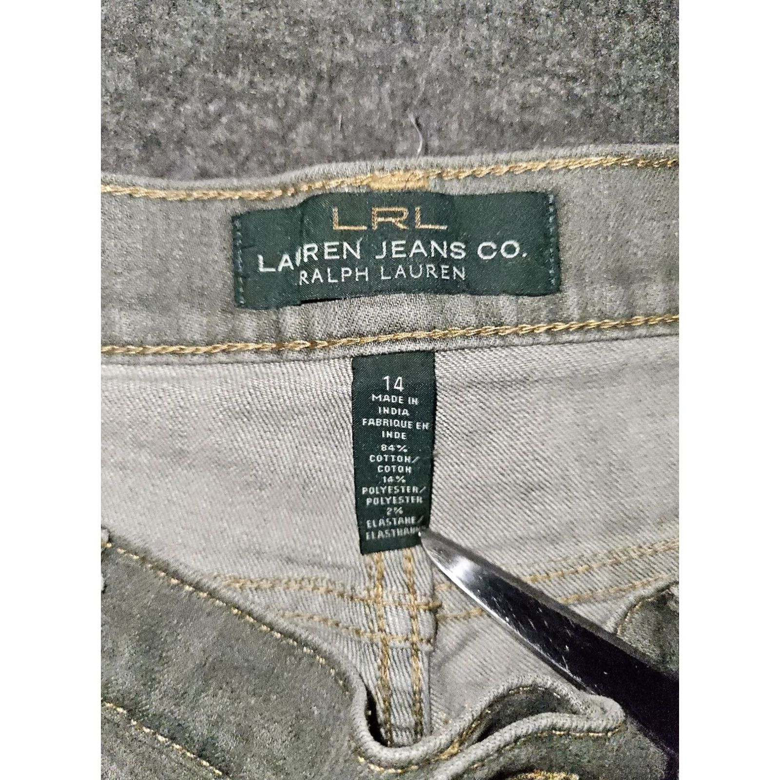Ralph Lauren LRL Jeans Women's Straight Leg Mid Rise Gray Logo 14 Regular Denim Pants City PreppyMens? No, Women. Size 36" / US 14 / IT 50 - 2 Thumbnail