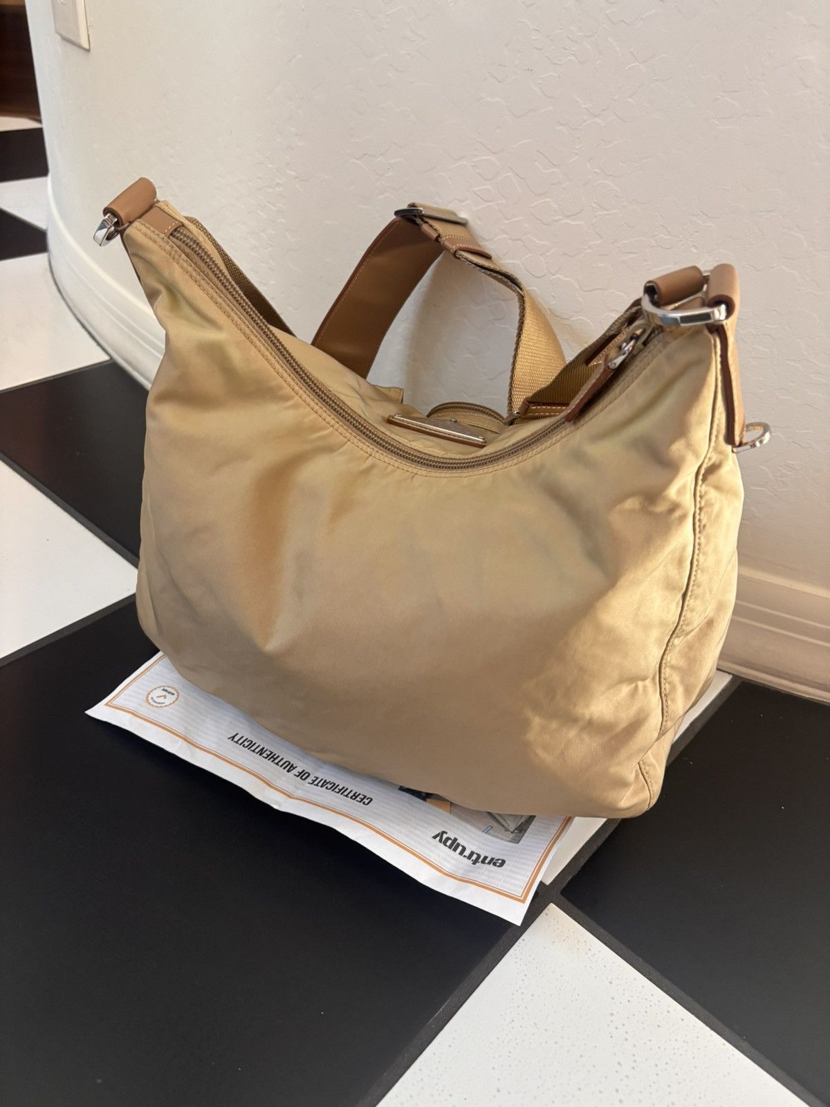 Prada PRADA beige nylon shoulder bag Size ONE SIZE - 4 Thumbnail