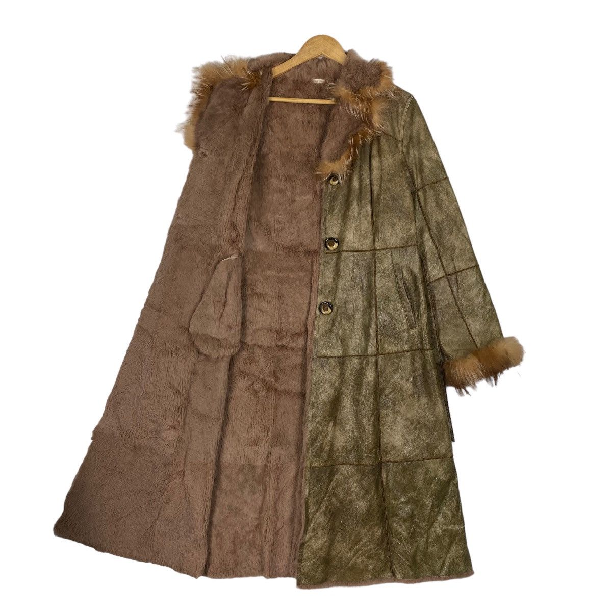 Japanese Brand FUR COLLAR PACHTWORK LONG COAT LEATHER JACKET Size M / US 6-8 / IT 42-44 - 7 Thumbnail