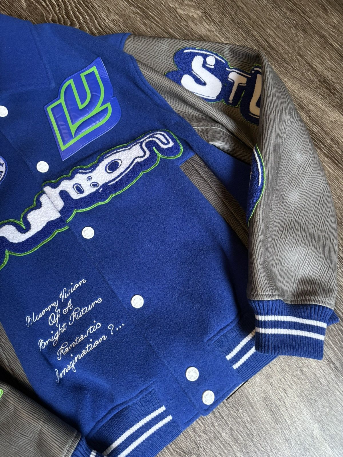 Louis Vuitton Louis Vuitton Embroidered Varsity Jacket Blue Grey Green Size US M / EU 48-50 / 2 - 4 Thumbnail