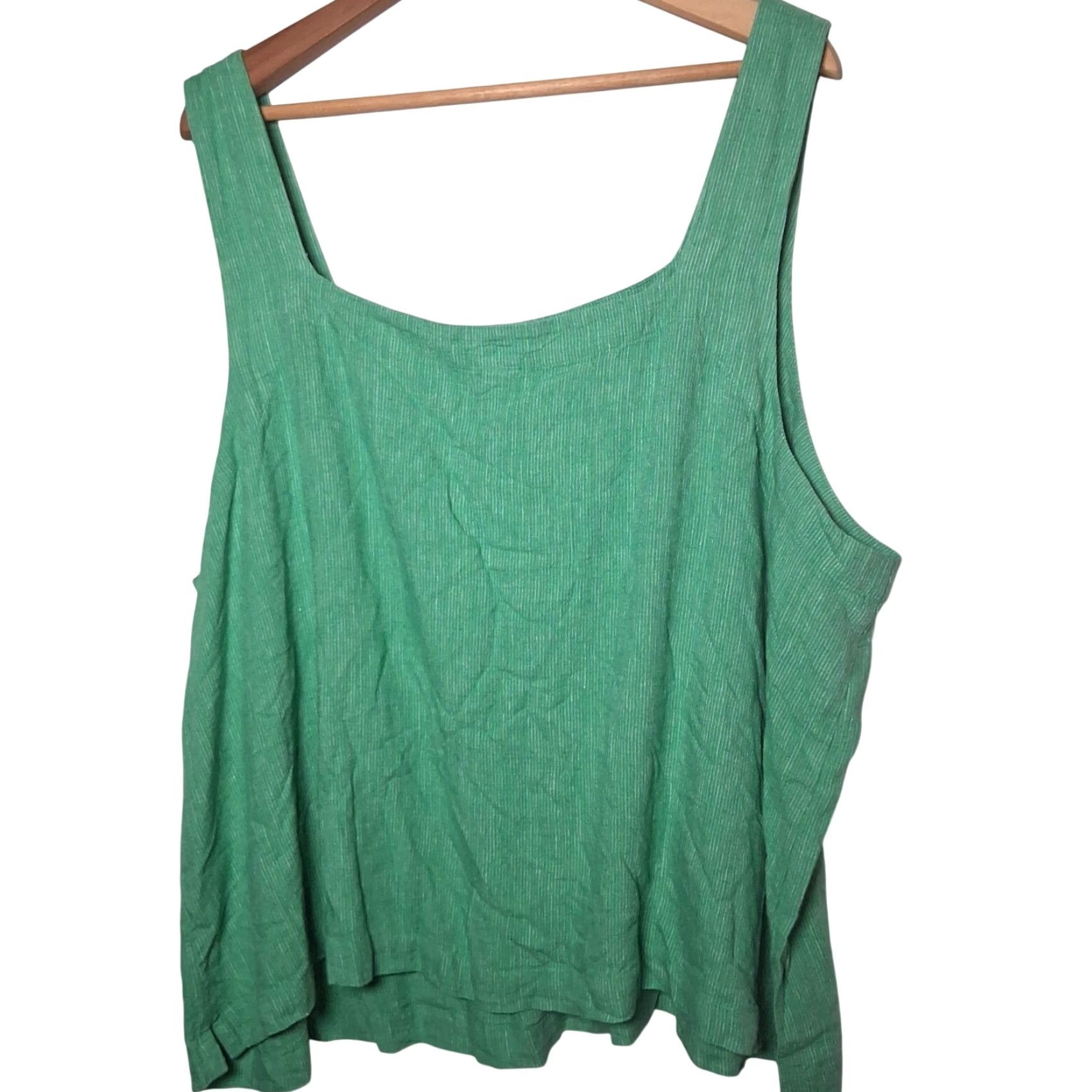 Vintage A New Day Tank Top 3X Plus Linen Rayon Green Striped Sleeveless Tank Women Size XXL / US 16-18 / IT 52-54 - 3 Thumbnail