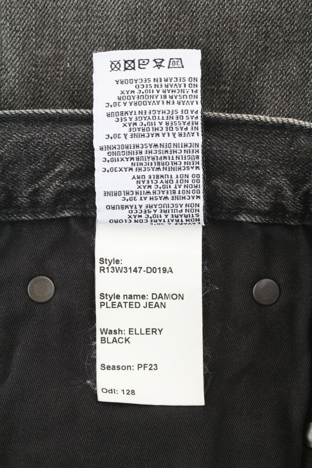 R13 DAMON PLEATED 29 Ellery Black Whiskers Faded 86672 Size 29" - 8 Thumbnail
