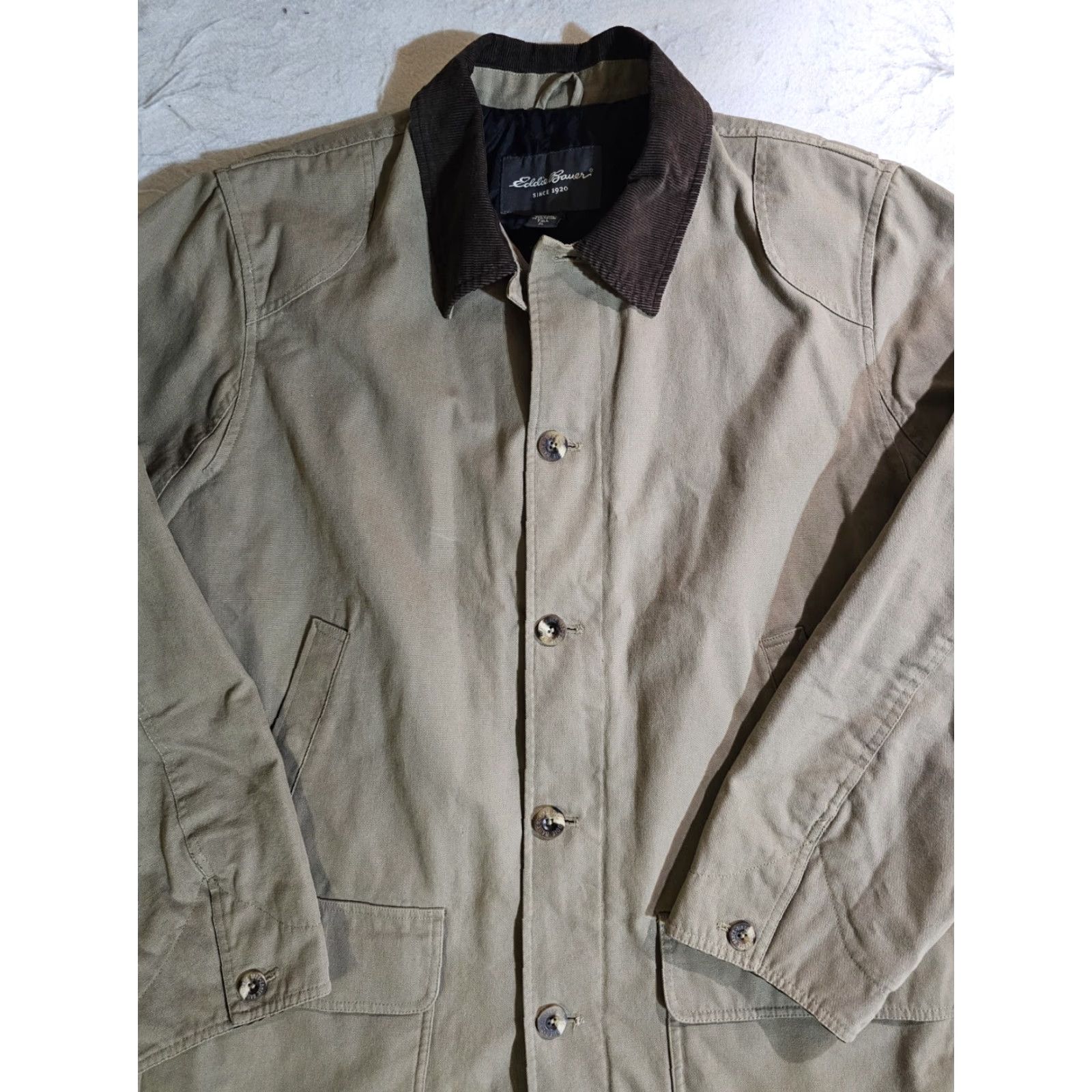 Eddie Bauer VINTAGE Eddie Bauer Classic Canvas Button Down Lined Field Chore Jacket Mens XL Tall Brown Tan Size US XL / EU 56 / 4 - 2 Thumbnail