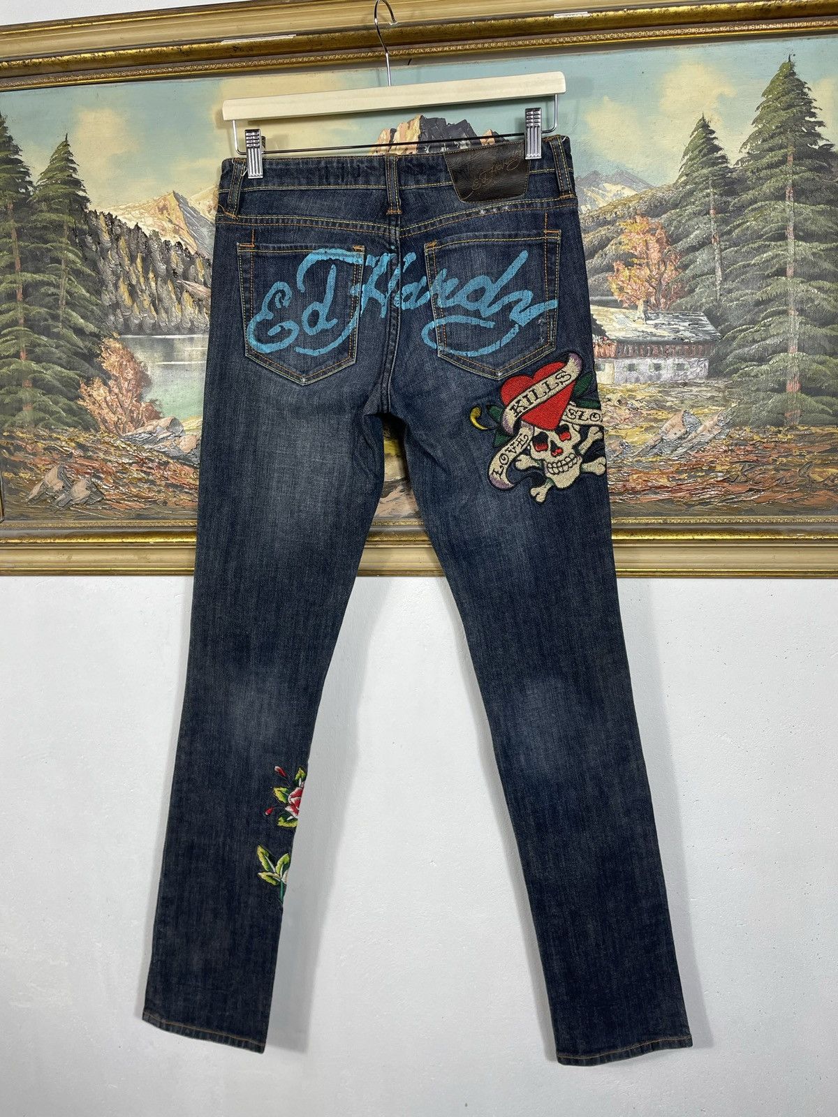 Ed Hardy × Vintage Ed Hardy Vintage Y2k Low Rise Denim Trousers Jeans Drip Swag Size 27" / US 4 / IT 40 - 9 Thumbnail