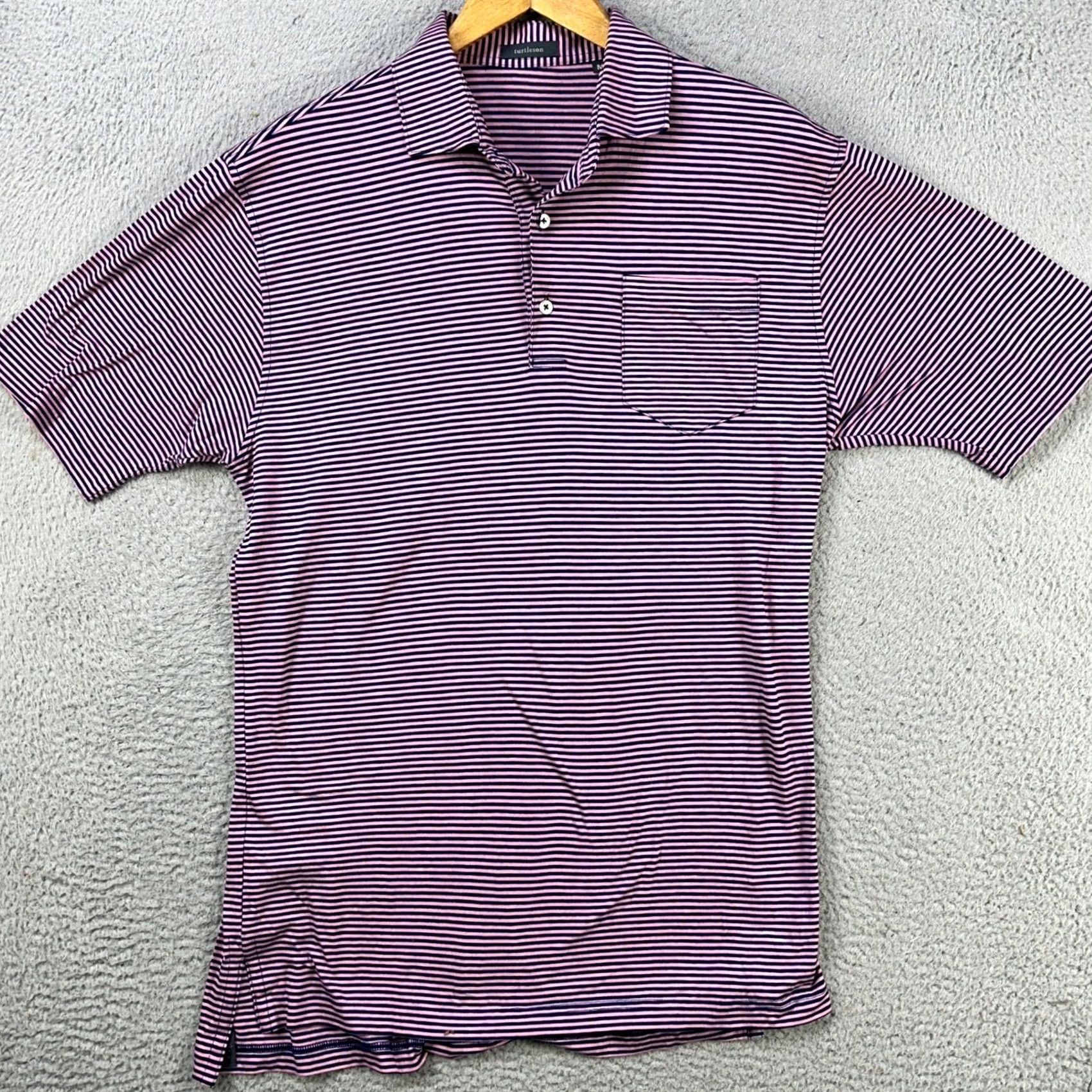 Vintage VINTAGE? No. Turtleson Polo Shirt Men M Pink Black Stripe Rugby Short Sleeve Pocket Golf Shirt Size US M / EU 48-50 / 2 - 3 Thumbnail