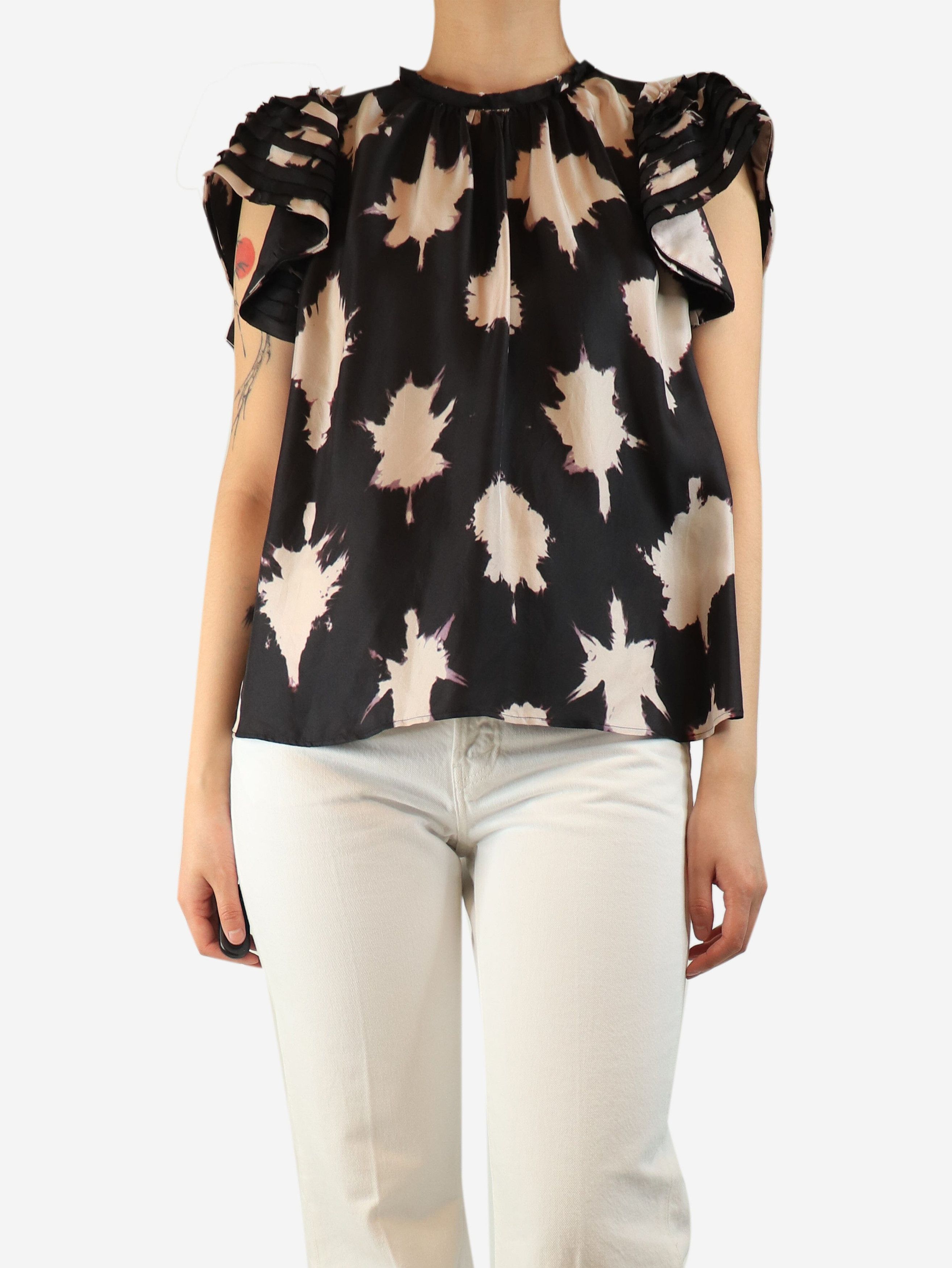 Ulla Johnson Black silk printed top - UK 10 Size M / US 6-8 / IT 42-44 - 1 Thumbnail