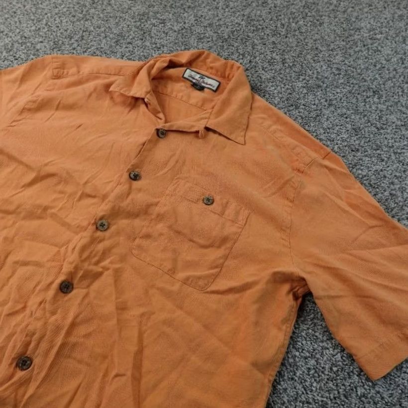 Tommy Bahama Tommy Bahama Shirt Mens M Orange Silk Floral Jacquard Hawaiian Button-Up Camp Size US M / EU 48-50 / 2 - 2 Thumbnail