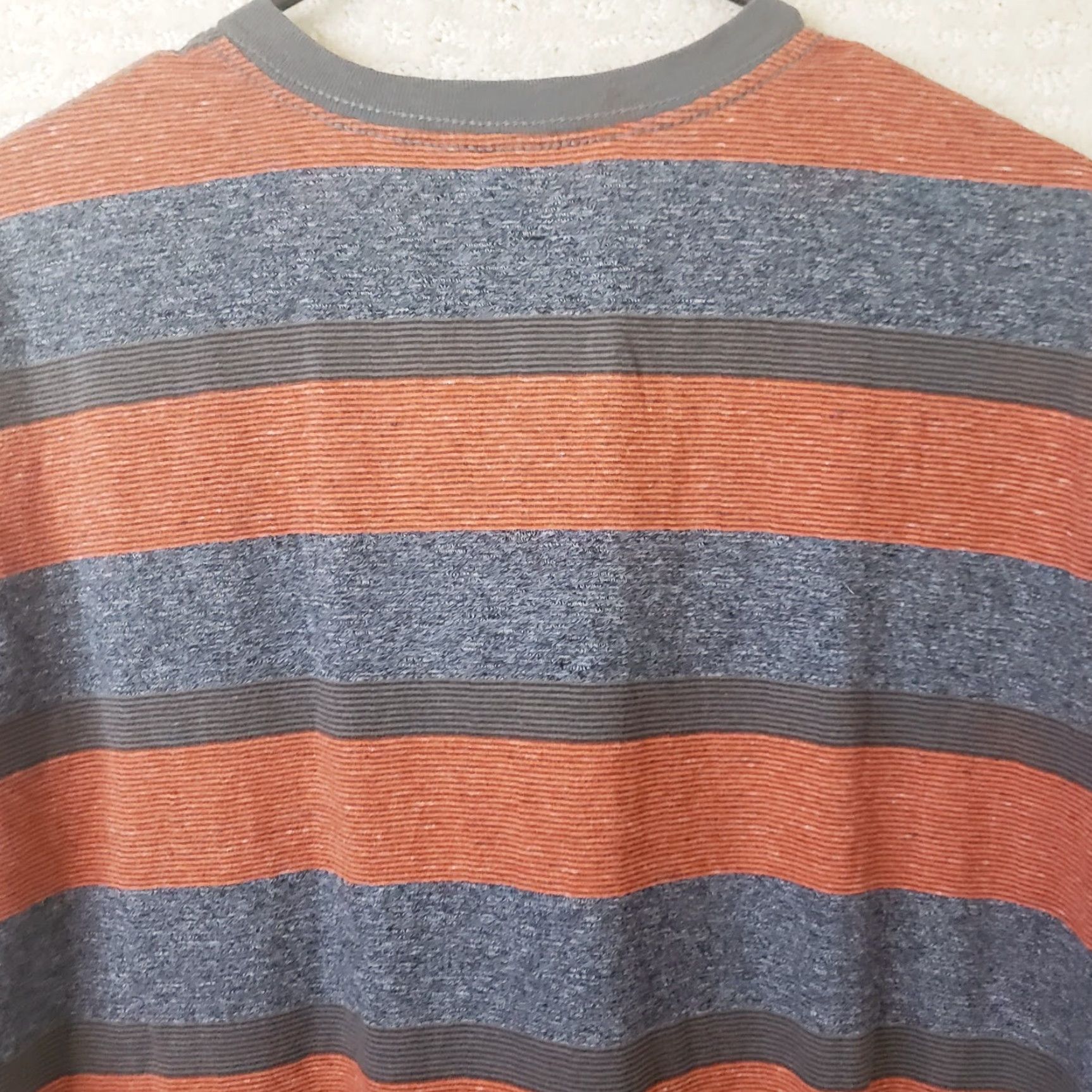 Ocean Pacific VINTAGE Ocean Pacific Shirt Mens L Gray Orange Striped Crew Neck Short Sleeve Logo Jersey Cotton Polyester All Seasons Beach Size US L / EU 52-54 / 3 - 6 Thumbnail