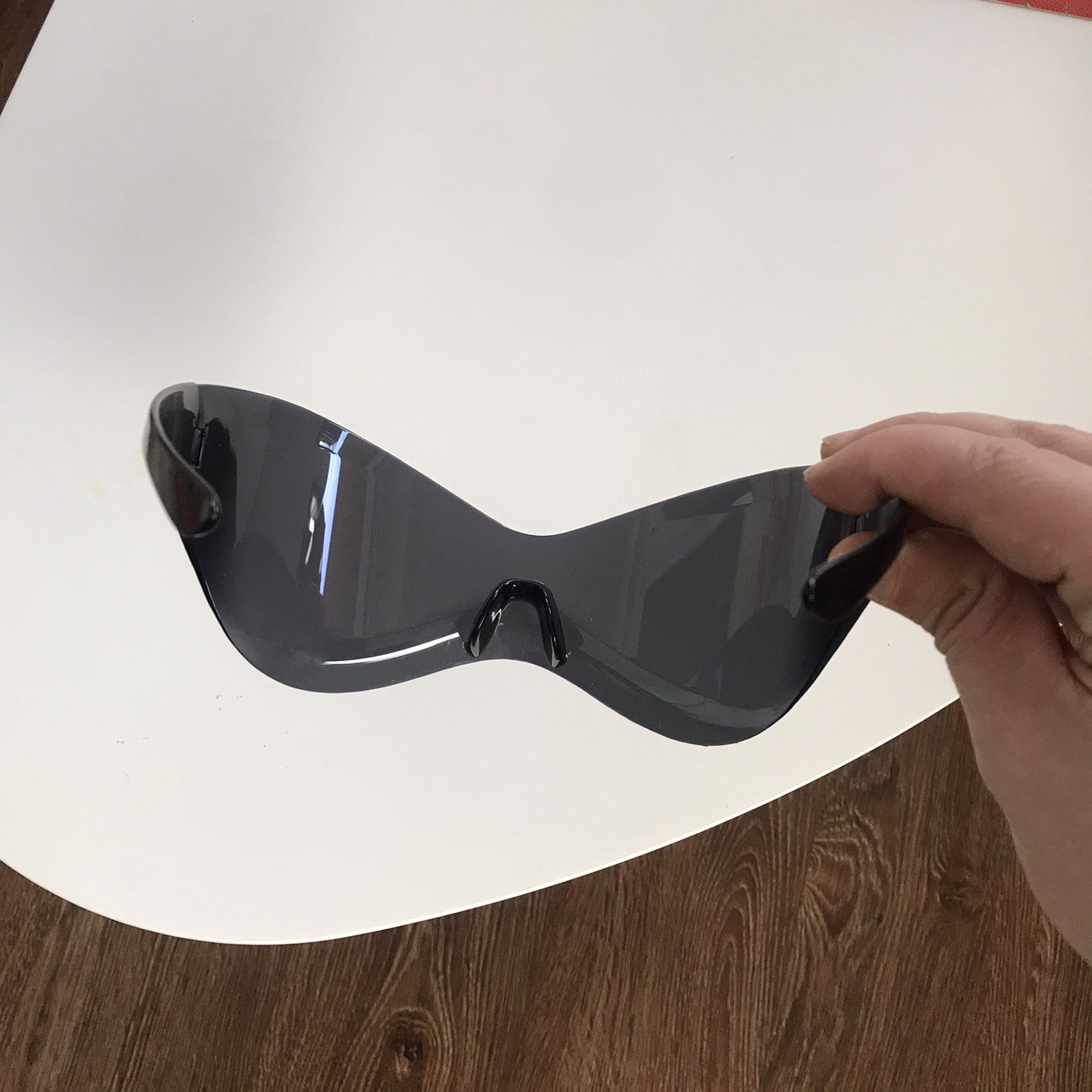 Japanese Brand Y2K Oversized Black Masked Sunglasses Size ONE SIZE - 6 Thumbnail