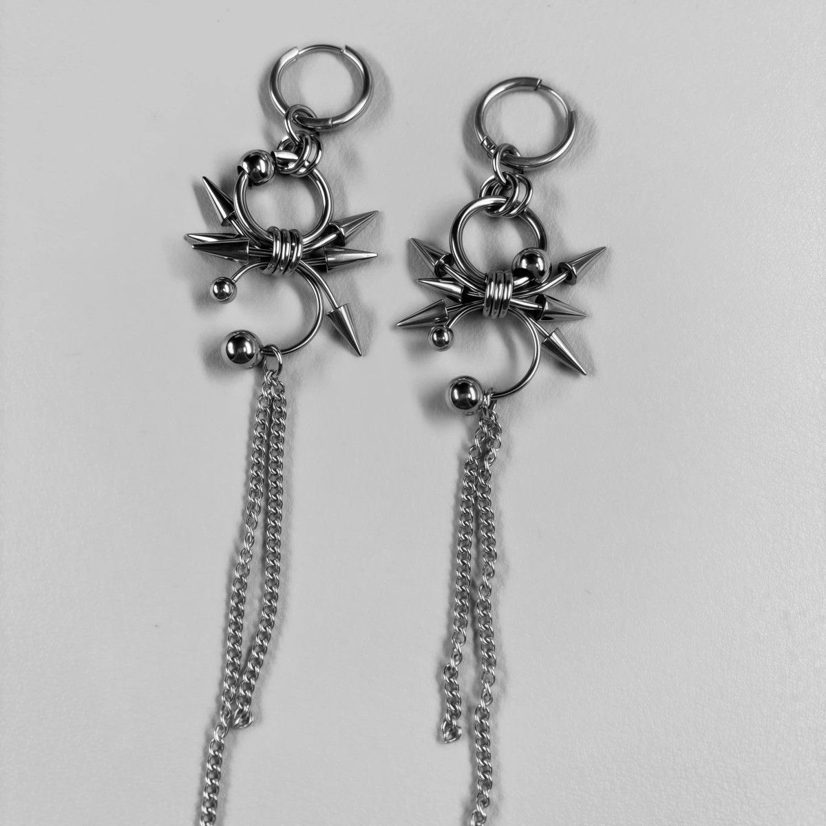 Jewelry Y2k Gothic Hoops Spike Earrings Size ONE SIZE - 5 Thumbnail