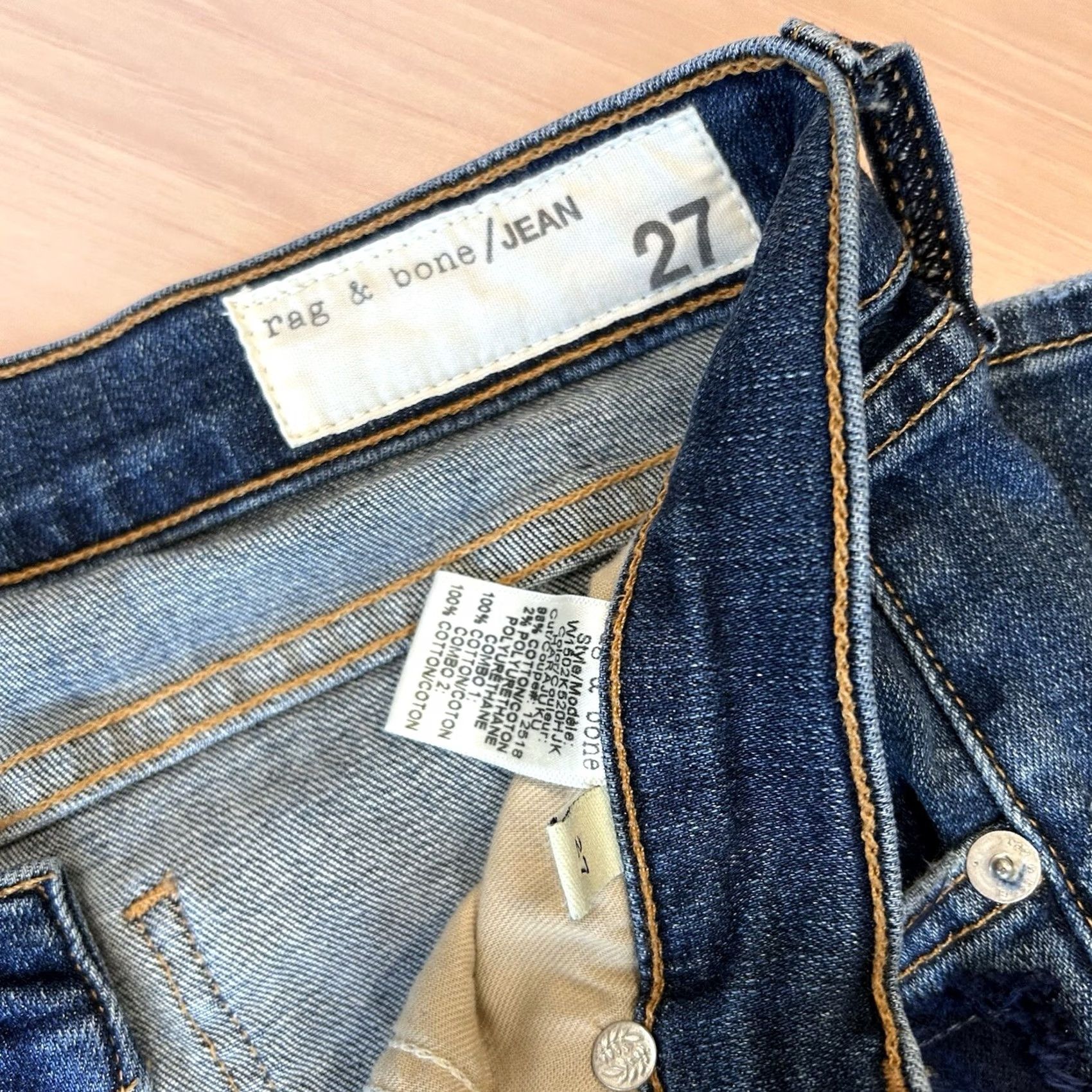 Rag & Bone VINTAGE Rag & Bone Skinny Patchwork Denim Blue Jeans USA Made Women’s 27x30 Size 27" / US 4 / IT 40 - 5 Thumbnail