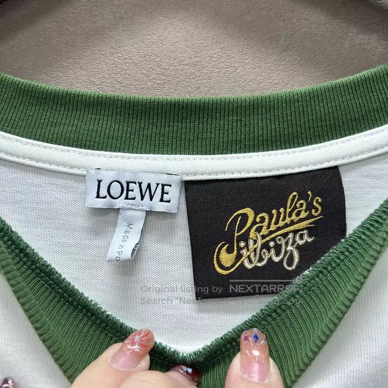 Loewe Loewe White and Green Colorblock Logo Short Sleeve Size US M / EU 48-50 / 2 - 3 Thumbnail