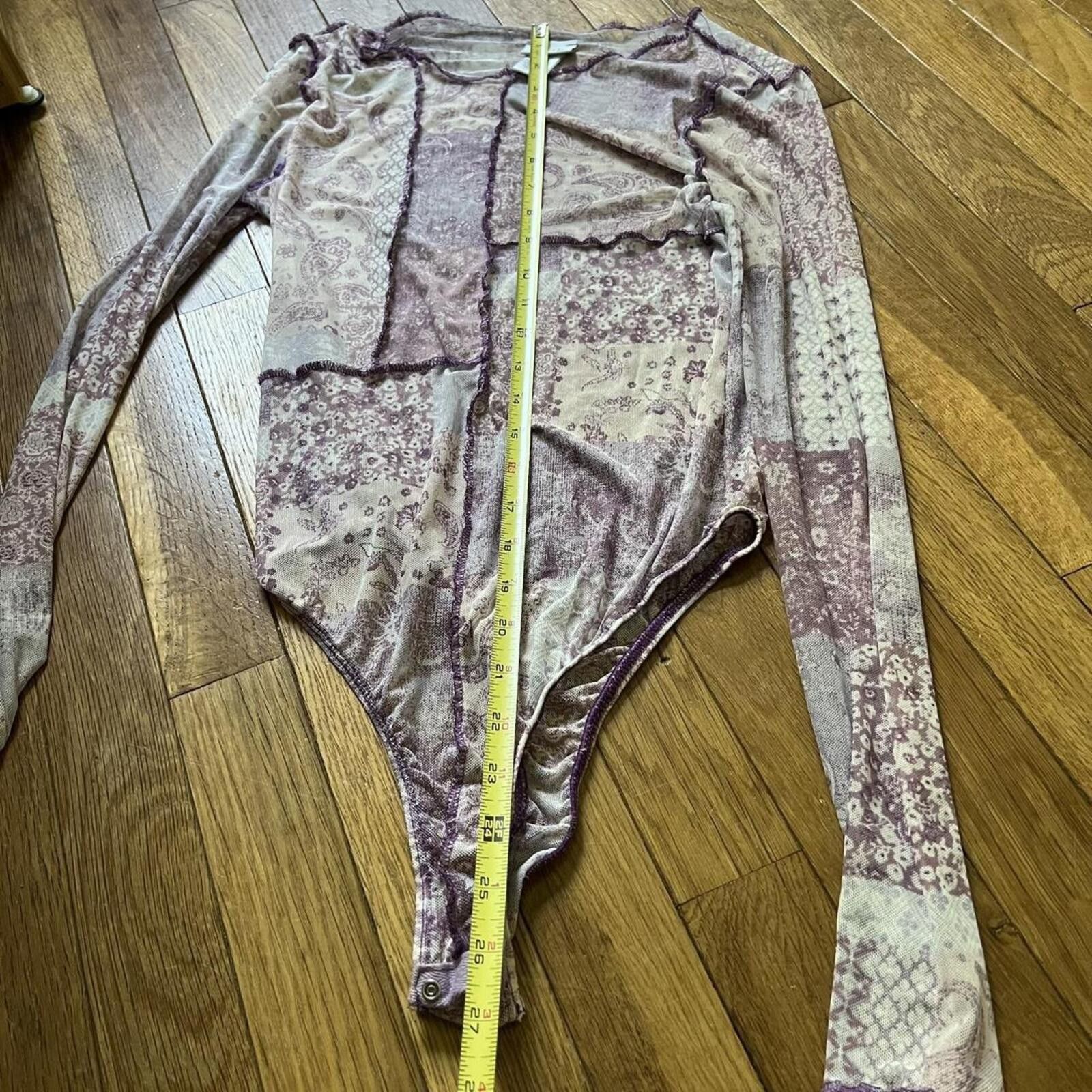 rue21 Purple and white paisley mesh bodysuit Size ONE SIZE - 3 Thumbnail