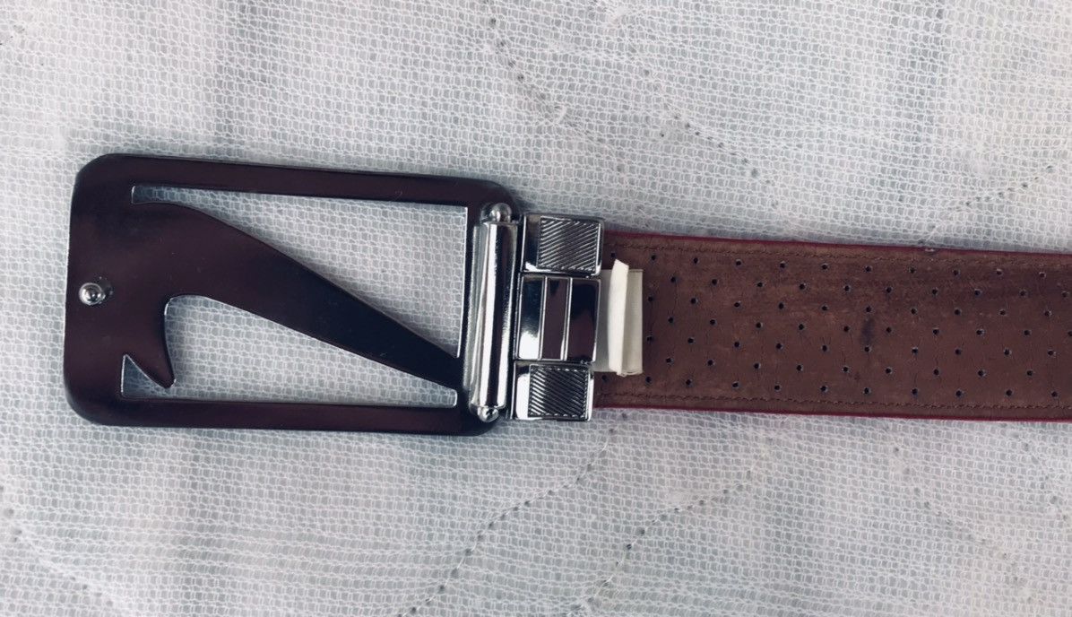Nike Vintage Y2K Nike Swoosh Belt Buckle & Bill Adler Red Leather Size 46 - 5 Thumbnail