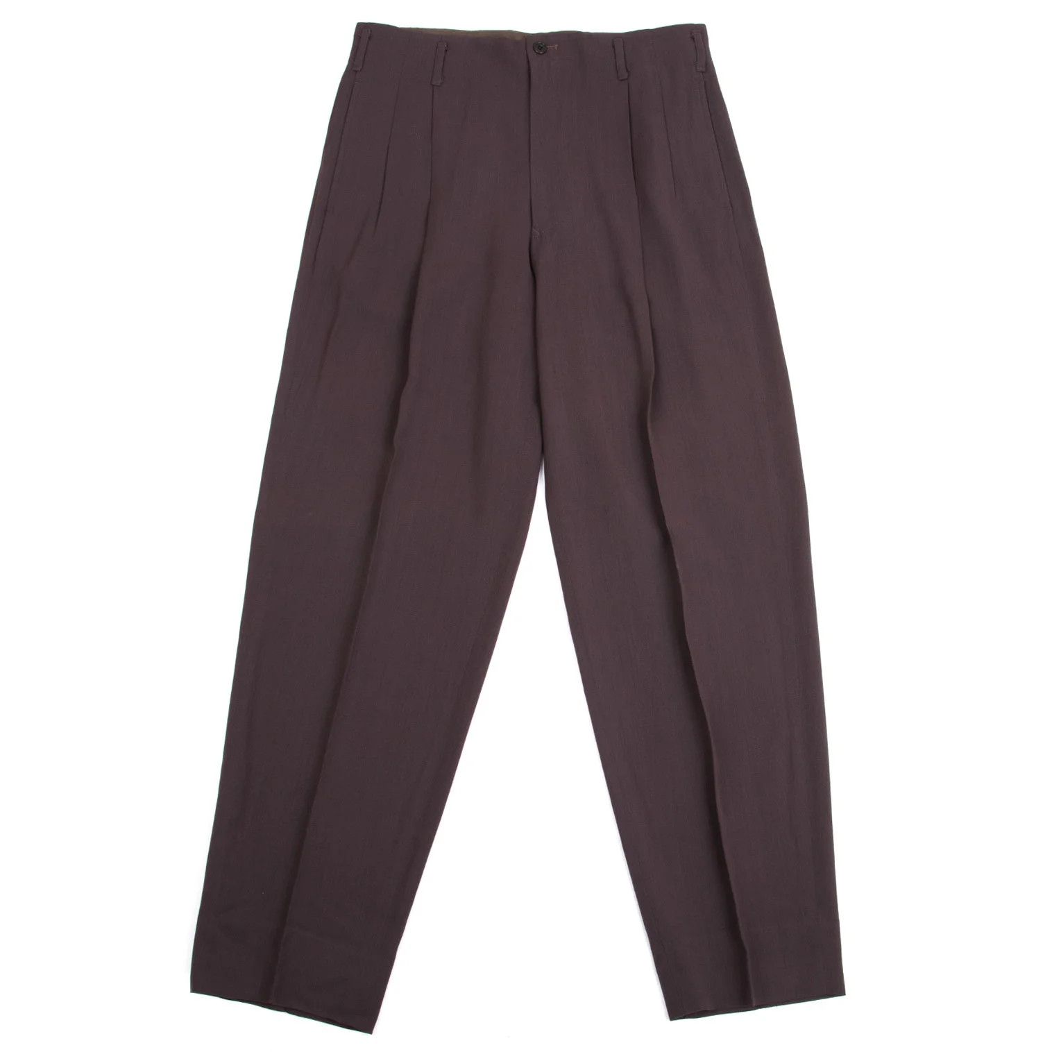 Jean Paul Gaultier Wool Tuck Pants in Brown, Size 48 Size US 32 / EU 48 - 1 Thumbnail