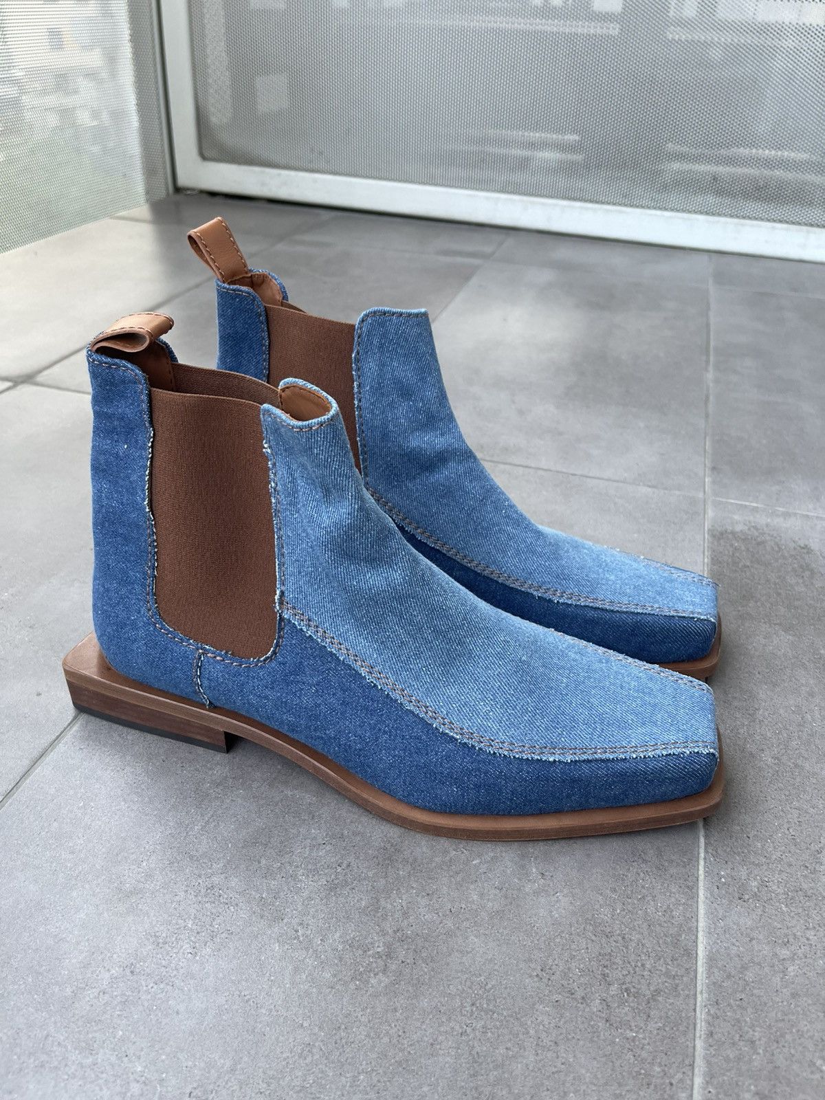 Ahluwalia !DS! SS23 Ahluwalia Tabali Denim Ankle Boots Size US 12 / EU 45 - 14 Thumbnail
