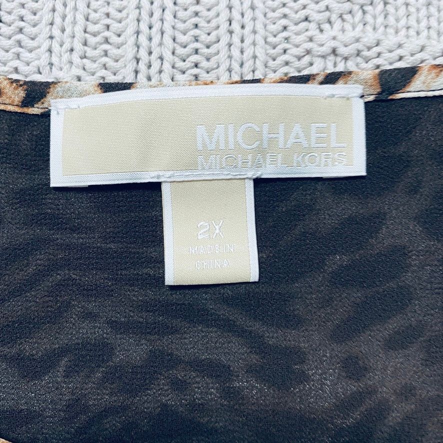 Michael Kors Michael Michael Kors cheetah print cold shoulder blouse Size XXL / US 16-18 / IT 52-54 - 4 Thumbnail