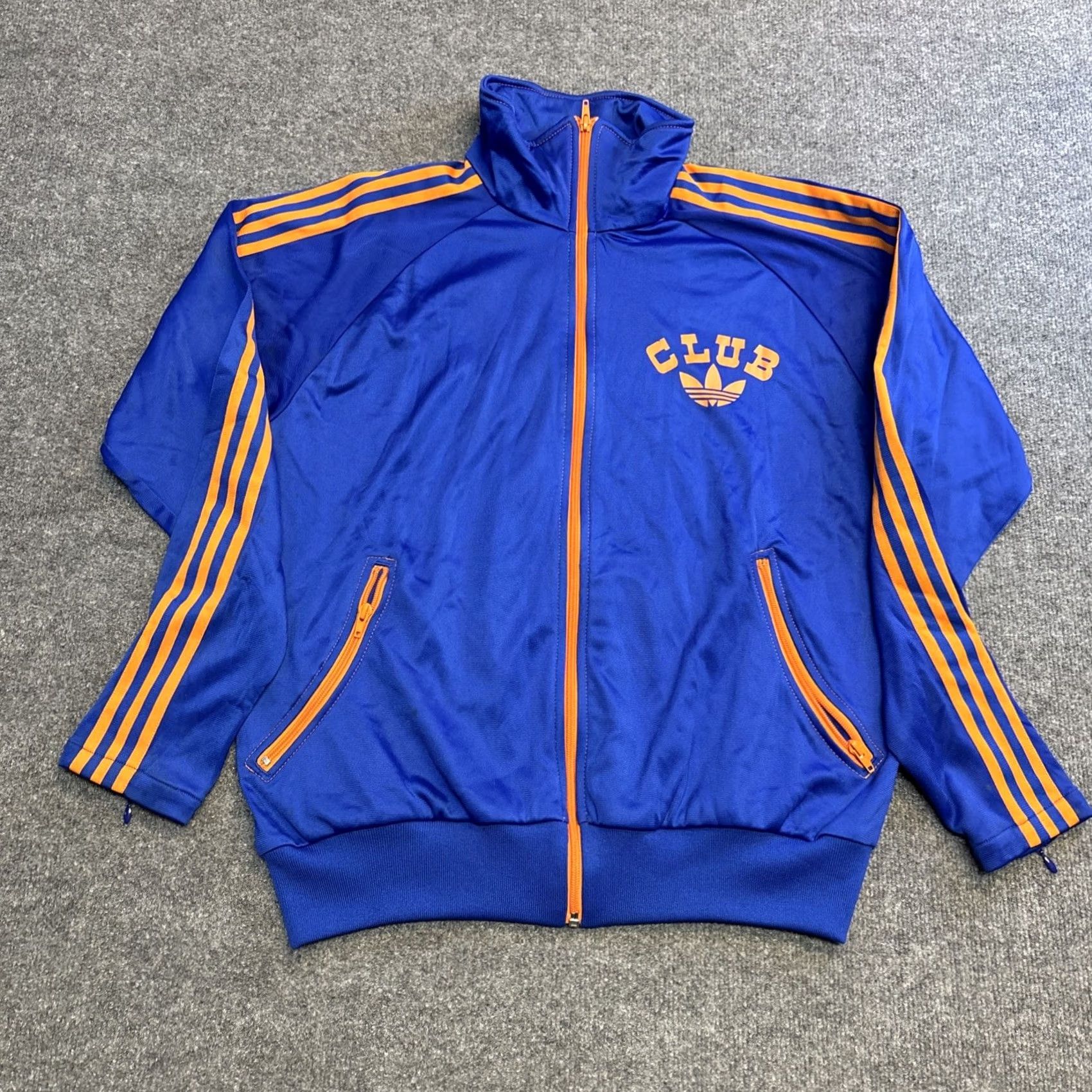 Adidas VINTAGE Adidas Sport Club Trefoil Full Zip Tracksuit Jacket And Pants Mens Large Blue Polyester Striped Size 42R - 6 Thumbnail