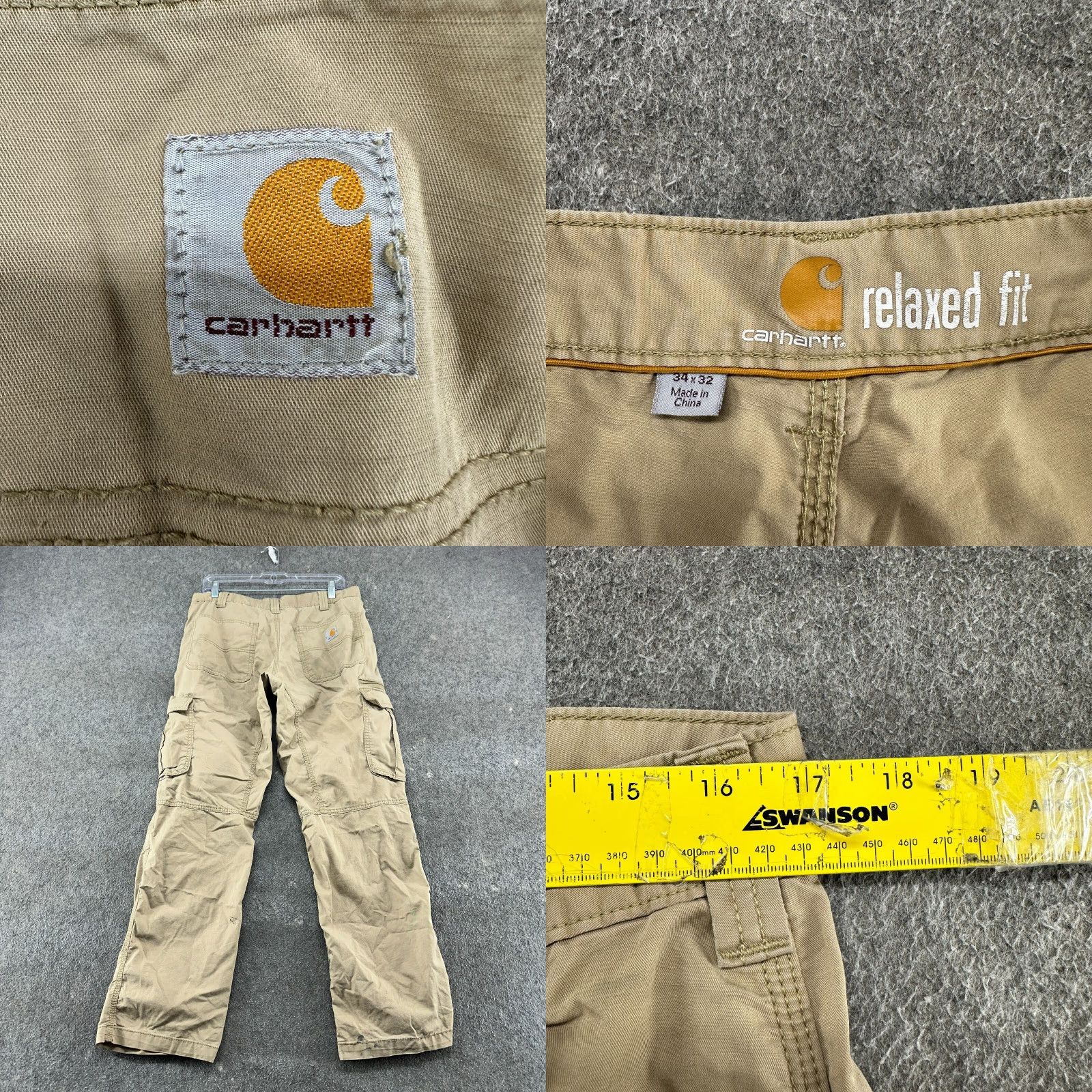 Carhartt Carhartt Mens Pants 34x32 Beige Cargo Relaxed Fit Cotton Nylon Workwear Force Size US 34 / EU 50 - 10 Thumbnail