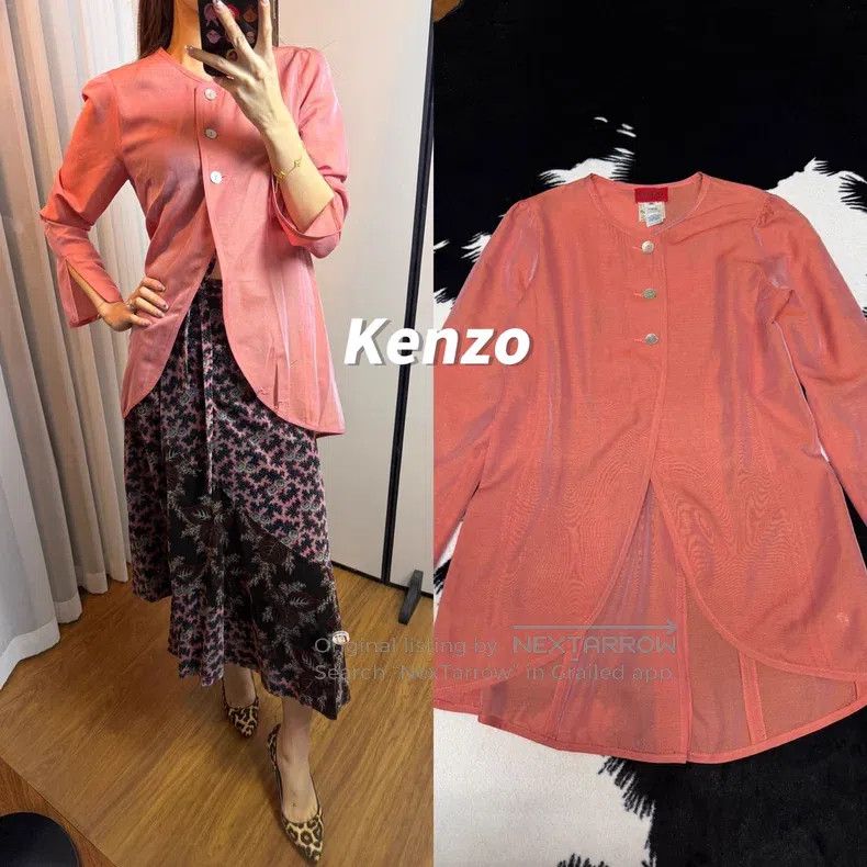 Kenzo Kenzo Short Front and Long Back, Iridescent, Silk Shirt To Size XXS / US 00 / IT 34 - 1 Thumbnail