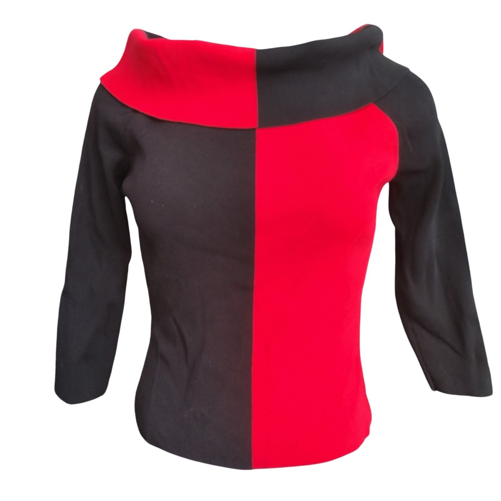 Other Lynn by Cyrus Women's S Black/Red Mock Boat Neck Top Size S / US 4 / IT 40 - 1 Thumbnail