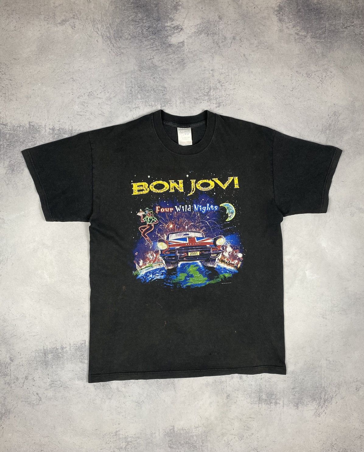 Bon Jovi Bon Jovi Four Wild Nights 2001 Vintage Rock Band Tour Tee Size US L / EU 52-54 / 3 - 2 Thumbnail