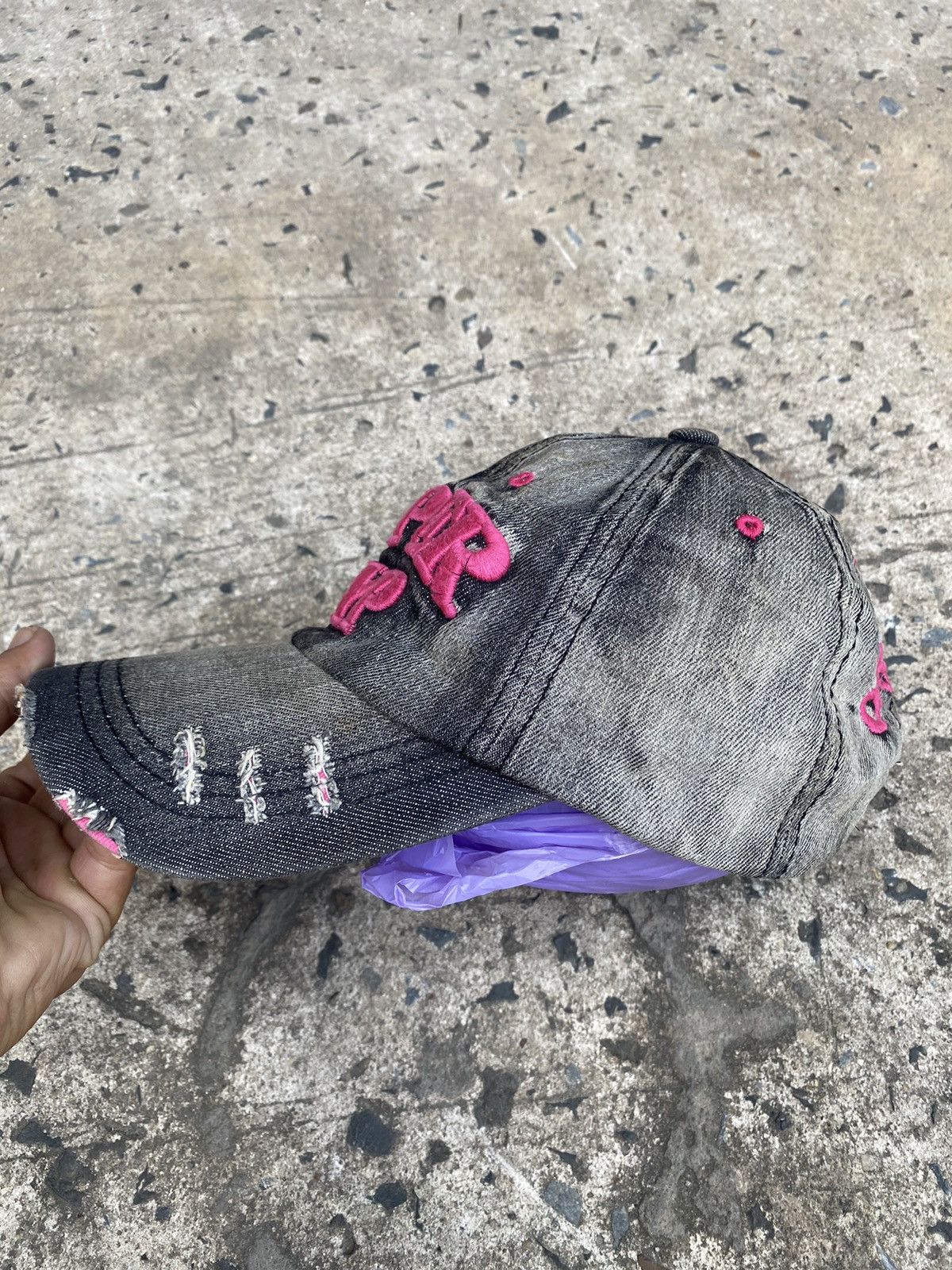 If Six Was Nine × Japanese Brand Y2K Black Denim NYP Distressed Hats Cap Size ONE SIZE - 3 Thumbnail