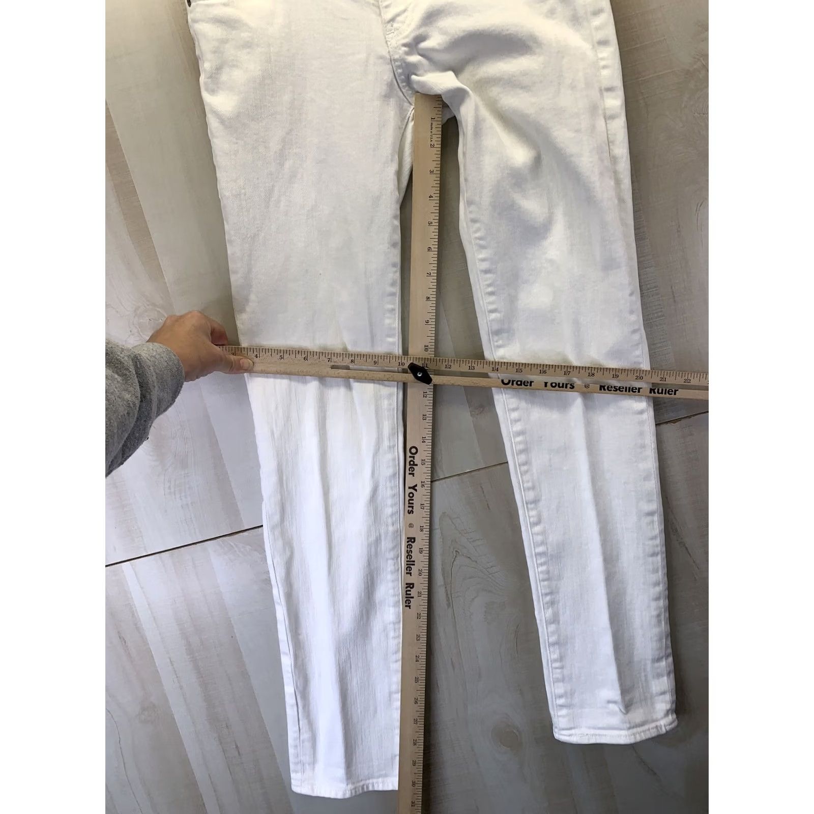 Denime AG Adriano Goldschmied The Stilt Cigarette Leg Jeans Womens 28 White Stretch Denim Regular Size 28" / US 6 / IT 42 - 4 Thumbnail