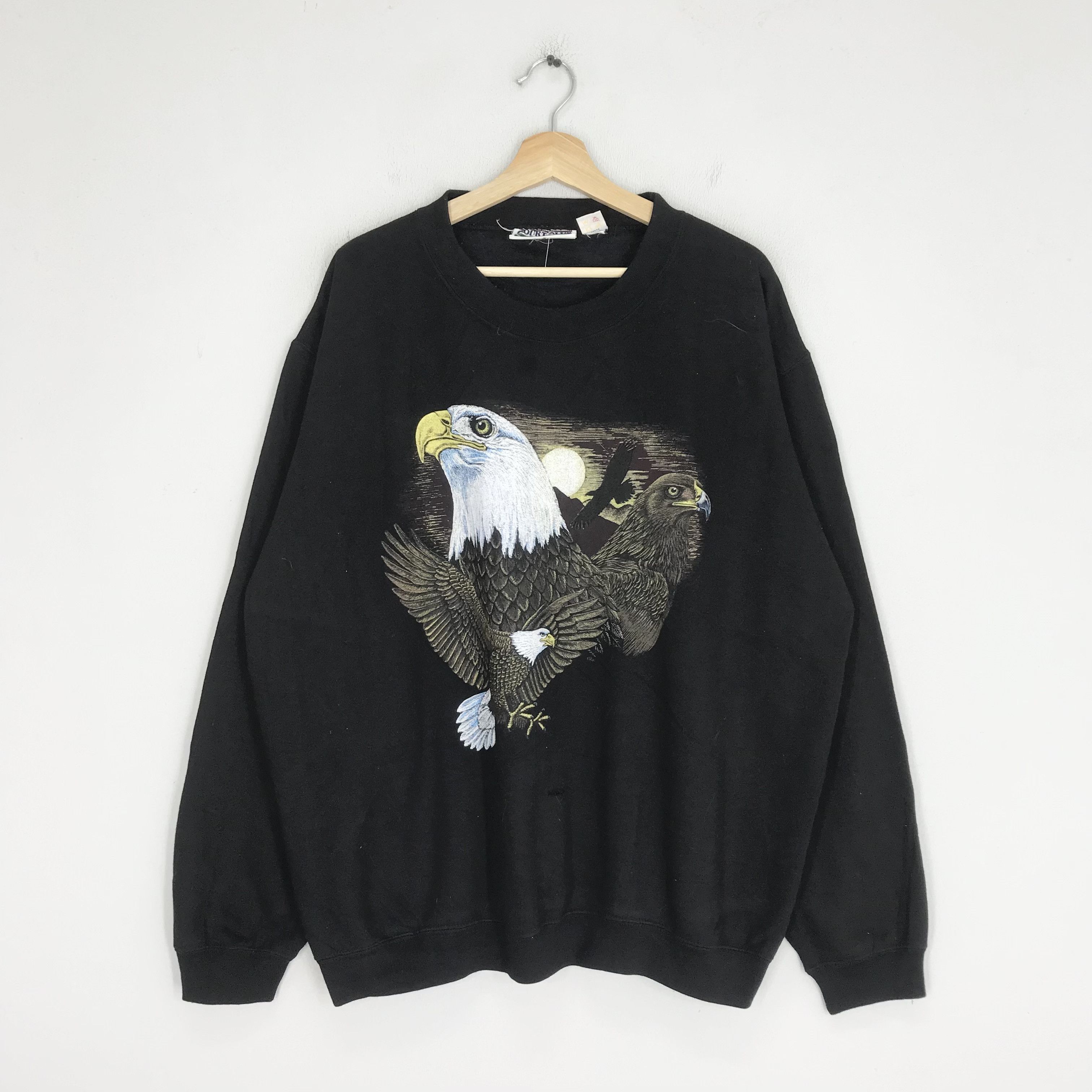 American Eagle Outfitters Vintage 90s Alaska Bald Eagles Black Sweatshirt - 447 Size US XXL / EU 58 / 5 - 1 Thumbnail