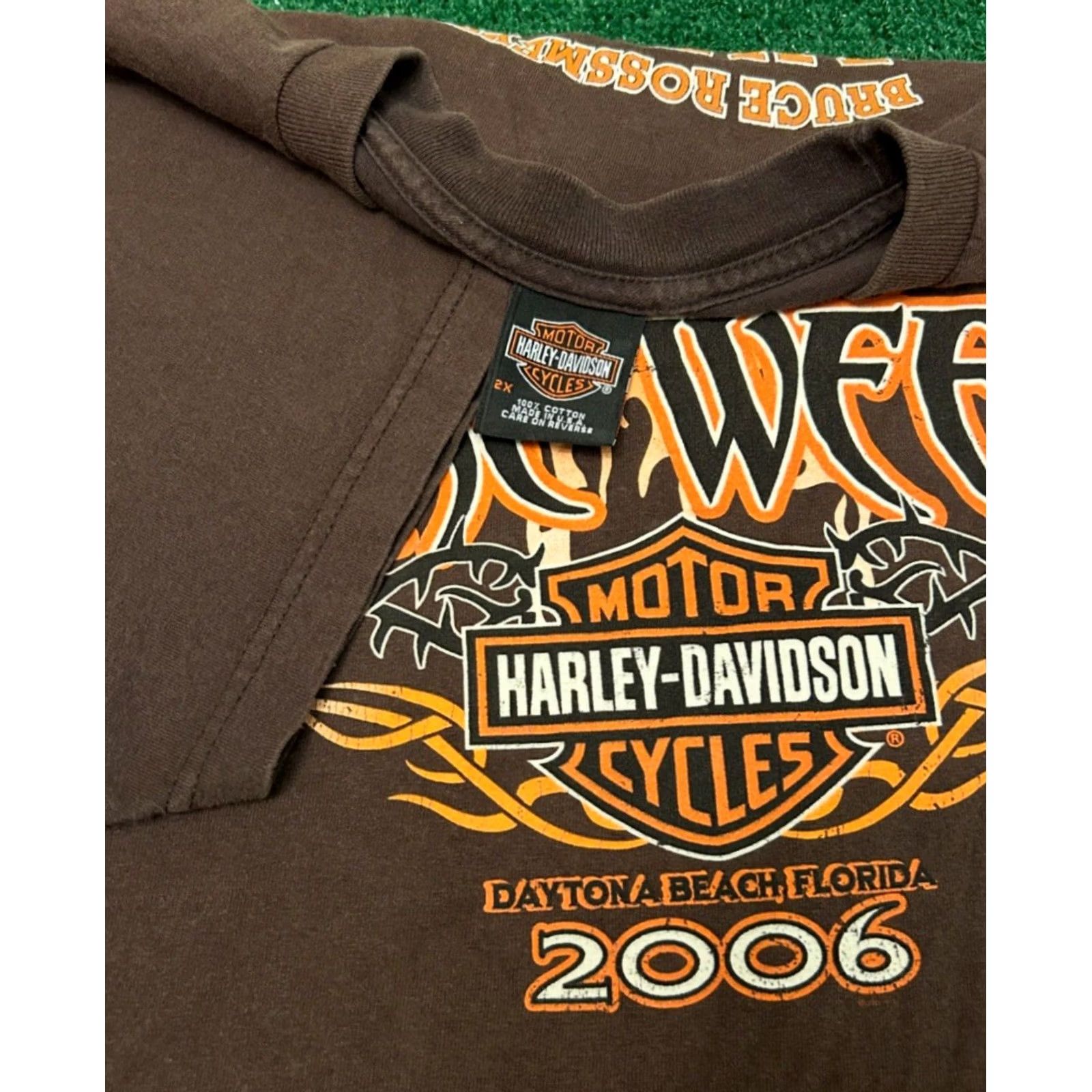Harley Davidson VINTAGE Harley-Davidson Daytona Bike Week 2006 Flames VTG Shirt Mens 2XL Brown Short Sleeve T-Shirt 90s Y2K Grunge Punk Motorcycle Blues Hip Hop Mens Size US XXL / EU 58 / 5 - 3 Thumbnail