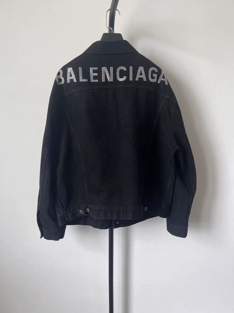 Balenciaga size 34 Logo Long Sleeve Reversible Denim Jacke