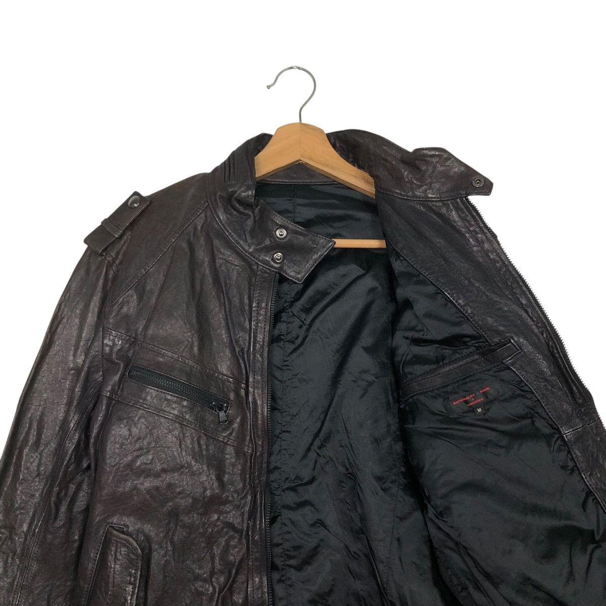 Vintage 🔥VINTAGE LEATHER JACKET NATIONALITY+ NAME GROSBEC CAFE RACER Size US M / EU 48-50 / 2 - 14 Thumbnail