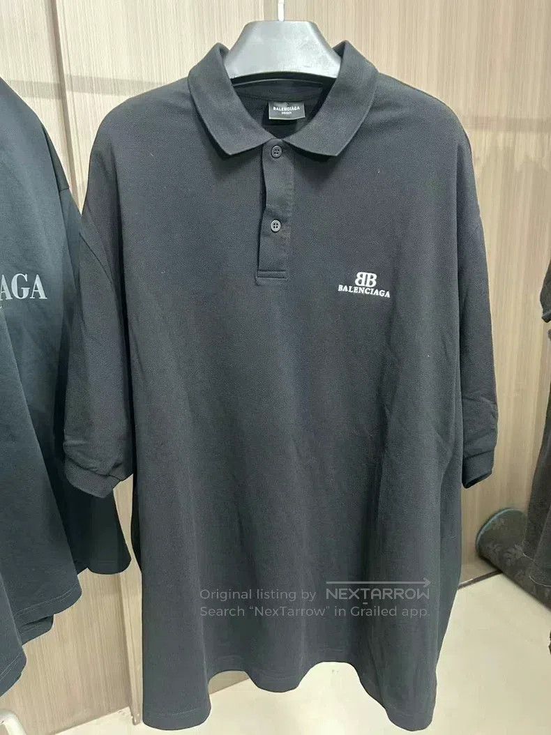 Balenciaga Balenciaga Embroidered Polo Shirt Short Sleeve Black Size US M / EU 48-50 / 2 - 1 Thumbnail