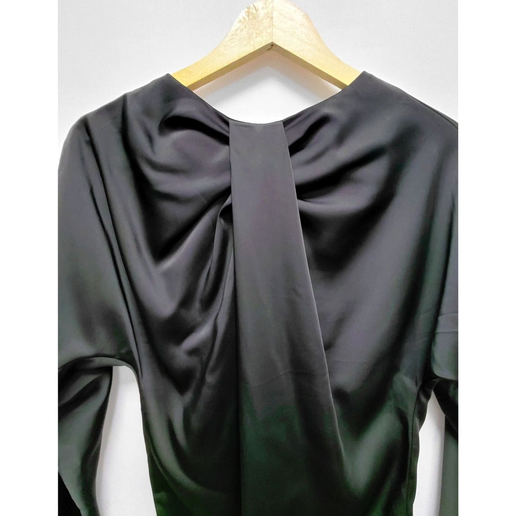 Vintage HOUSE OF LANCRY Black Long Sleeve Top Solid Lightweight Womens XS Blouse Size XS / US 0-2 / IT 36-38 - 3 Thumbnail